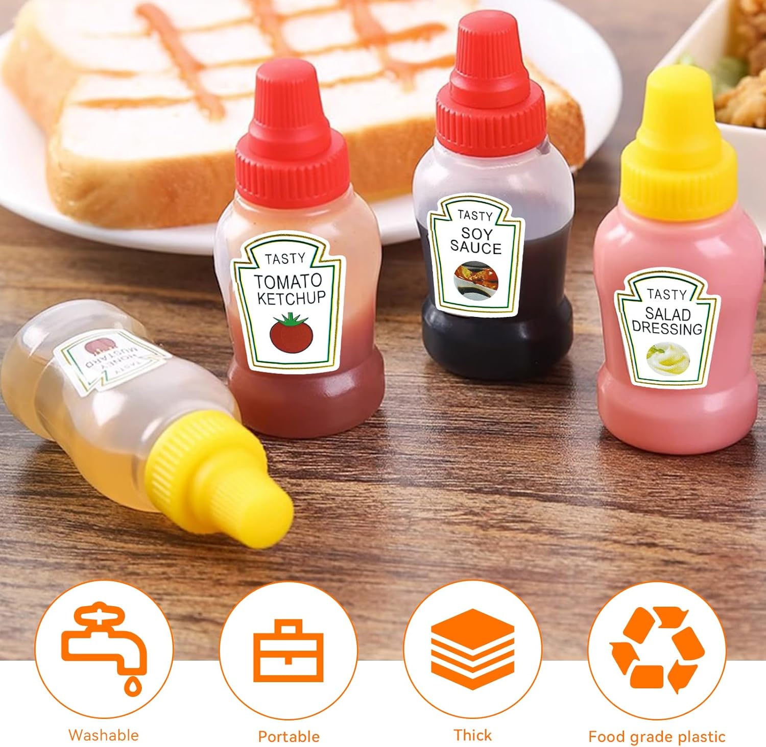 12-Piece Expandable Ketchup Bottle Set for Bento Boxes