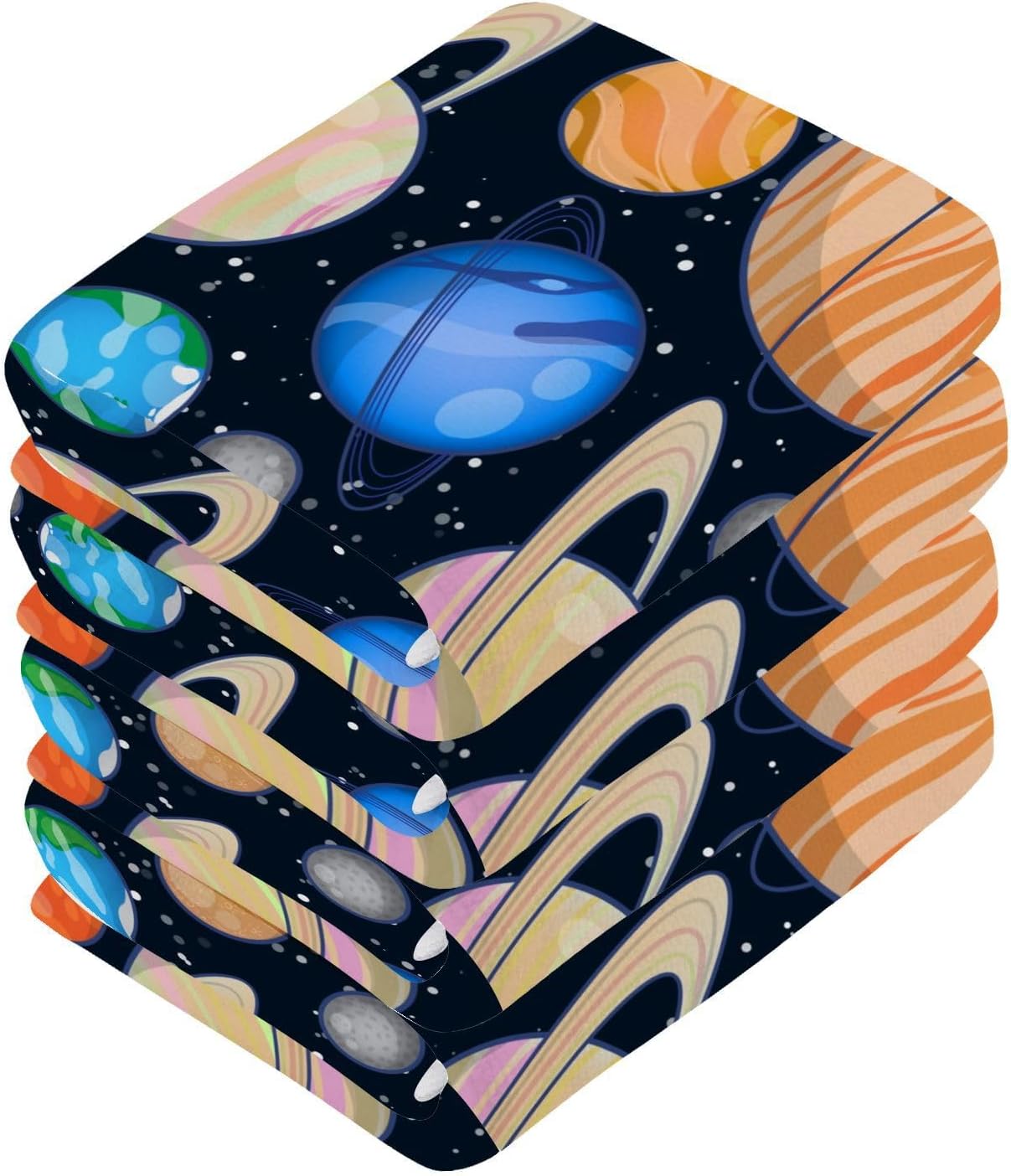 WELLDAY Cartoon Solar System Washcloths 2 Pack