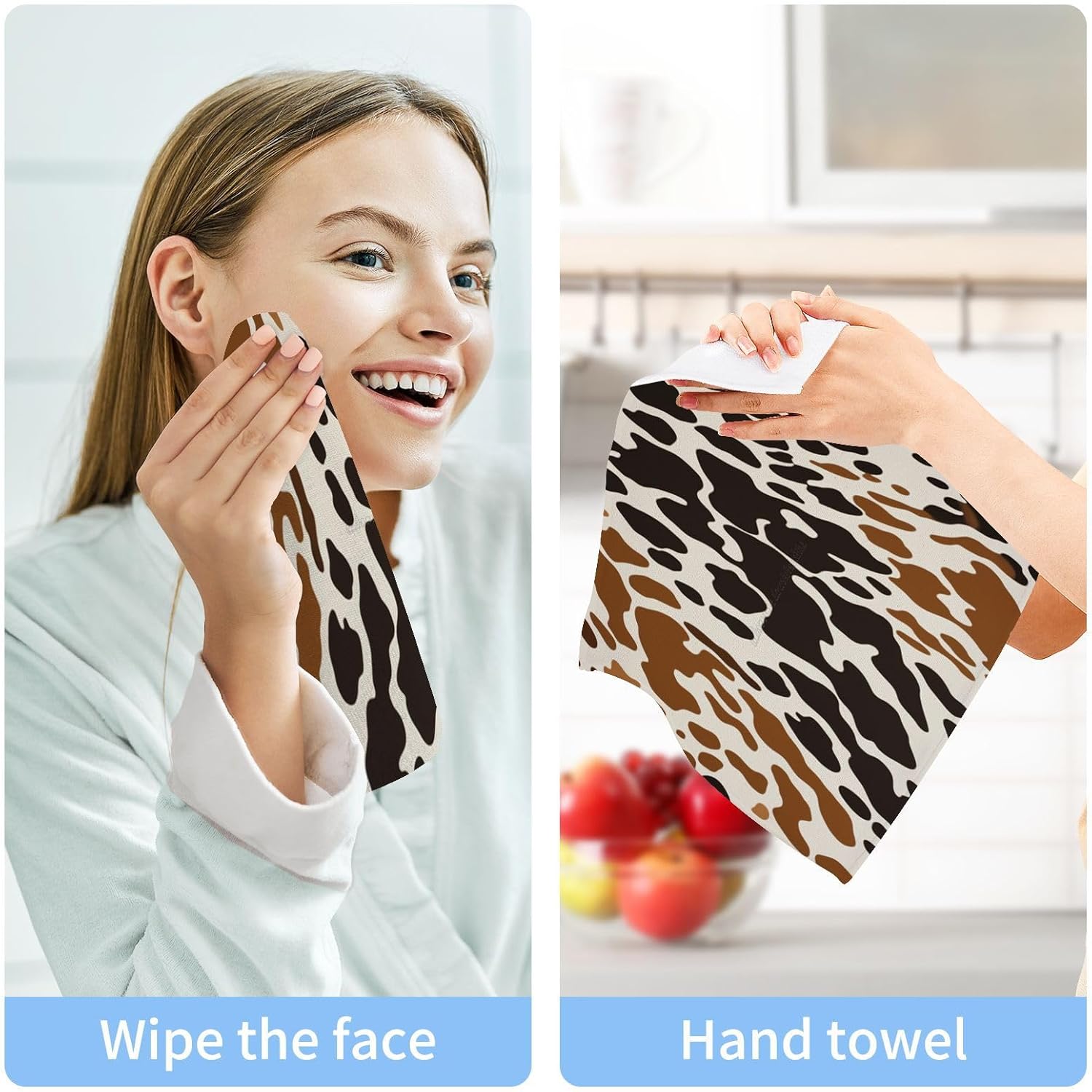 Rustic Cow Print Washcloth Set