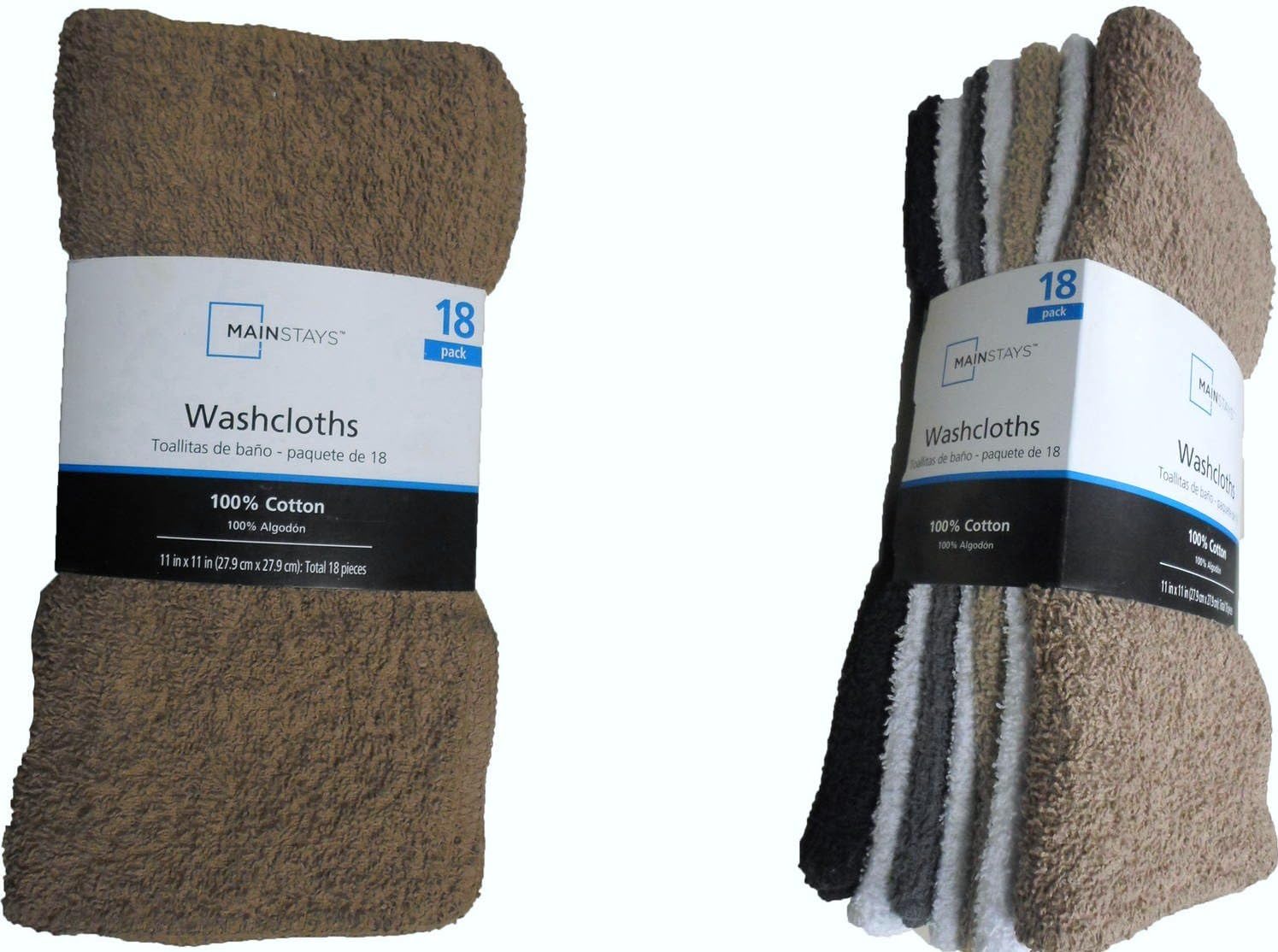 Mainstay 18-Pack Assorted Cotton Terry Washcloths