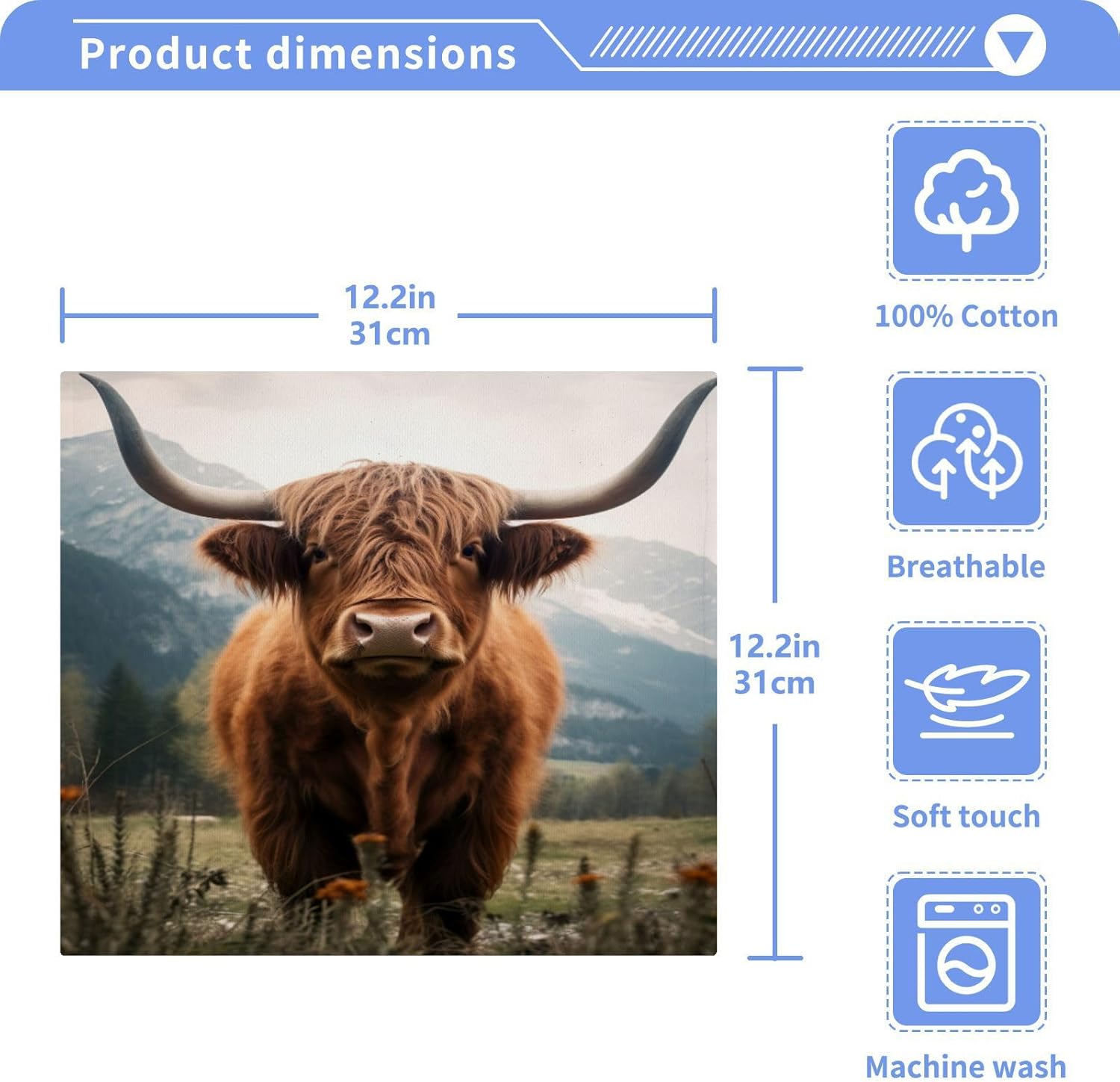 Flradish 2-Pack Highland Cows Washcloths