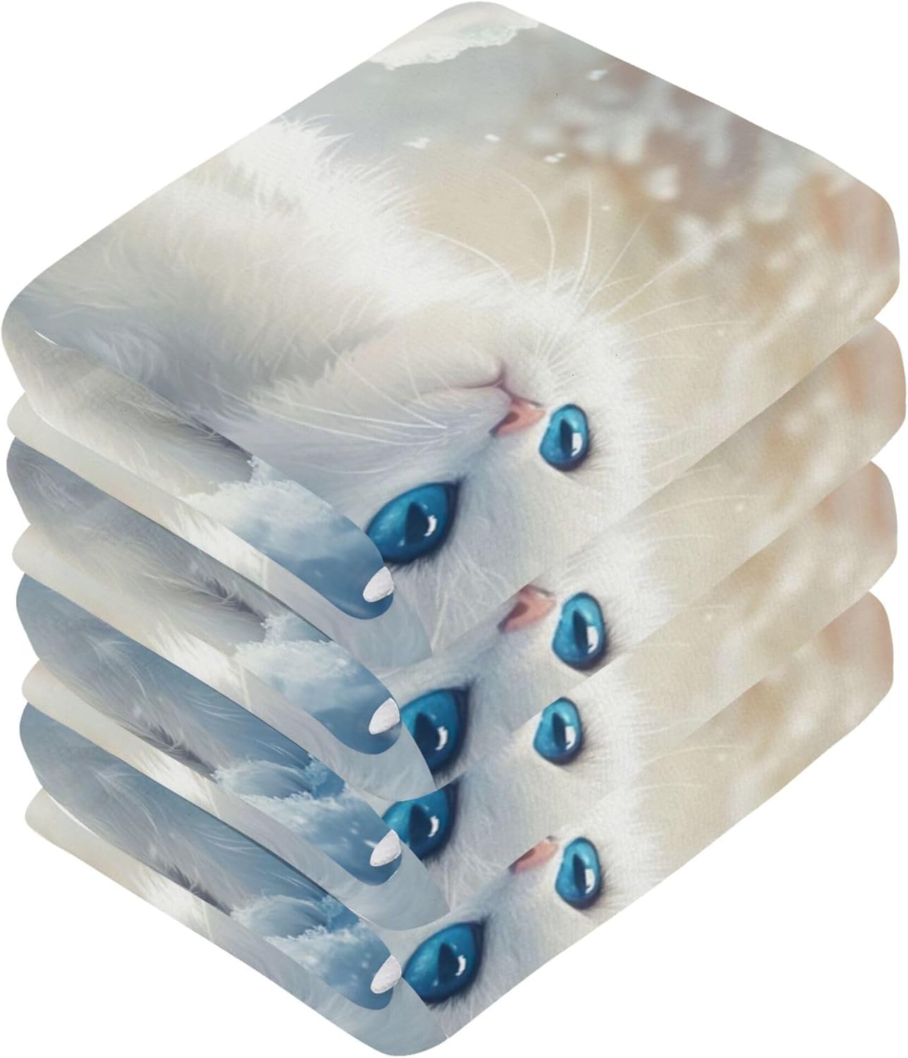 Qilmy Cute Kitten Washcloths Soft Absorbent and Durable for Your Bathroom