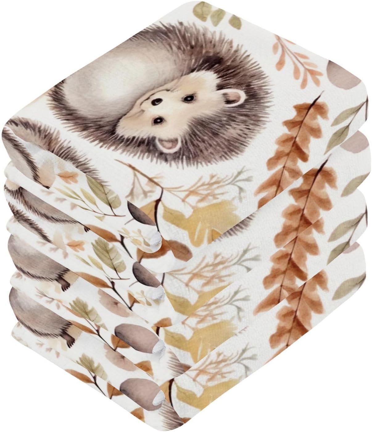 Kigai Cute Hedgehog Washcloth Set 2-12x12 Pure Cotton Soft Absorbent_homekitchenbath