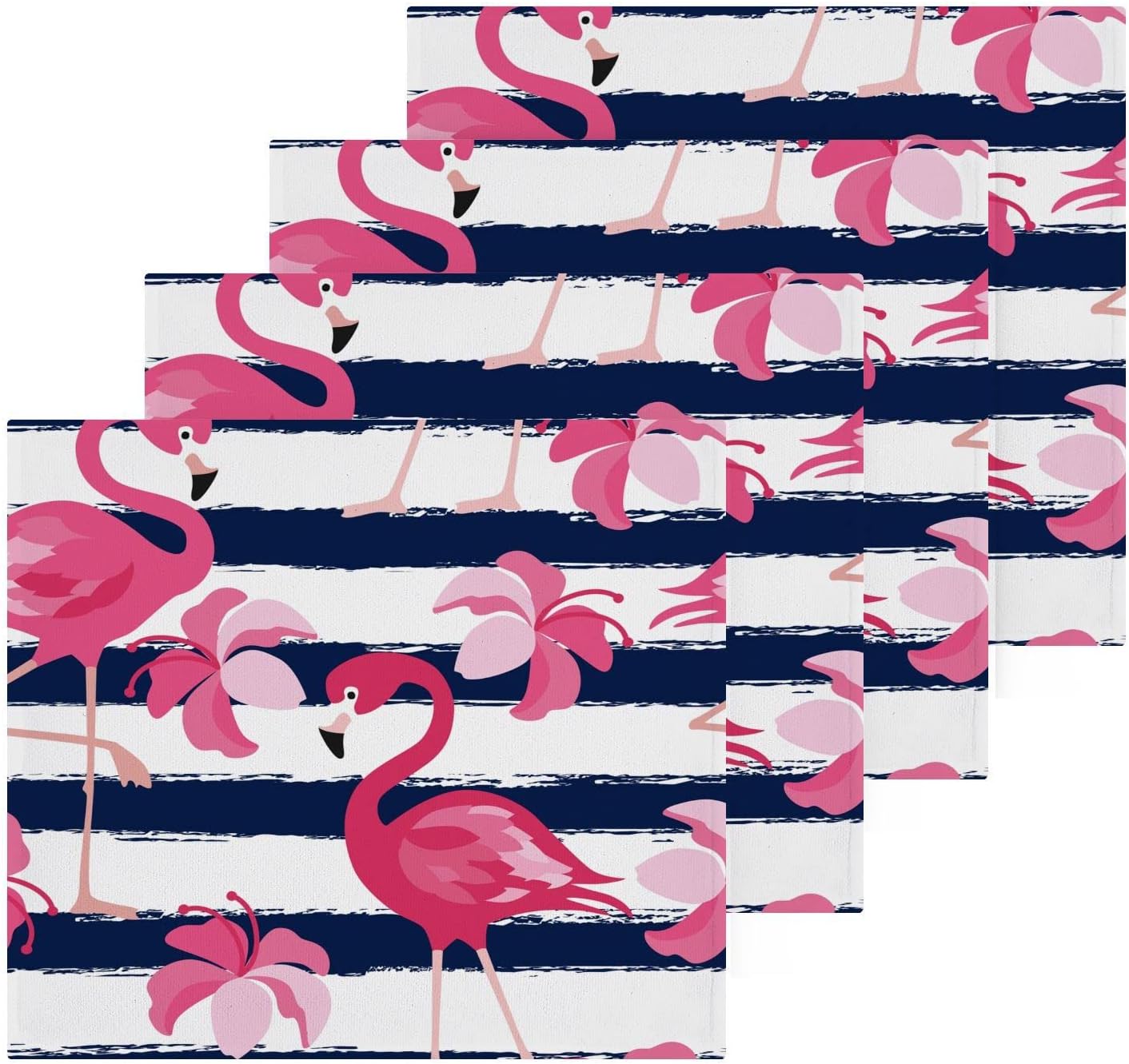 Kigai Tropical Pink Flamingo Washcloth Set Premium 12x12 inch
