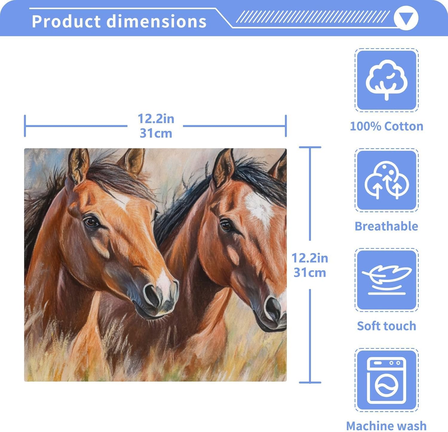 Your New Essential 2-Pack Pastel Horses Washcloths