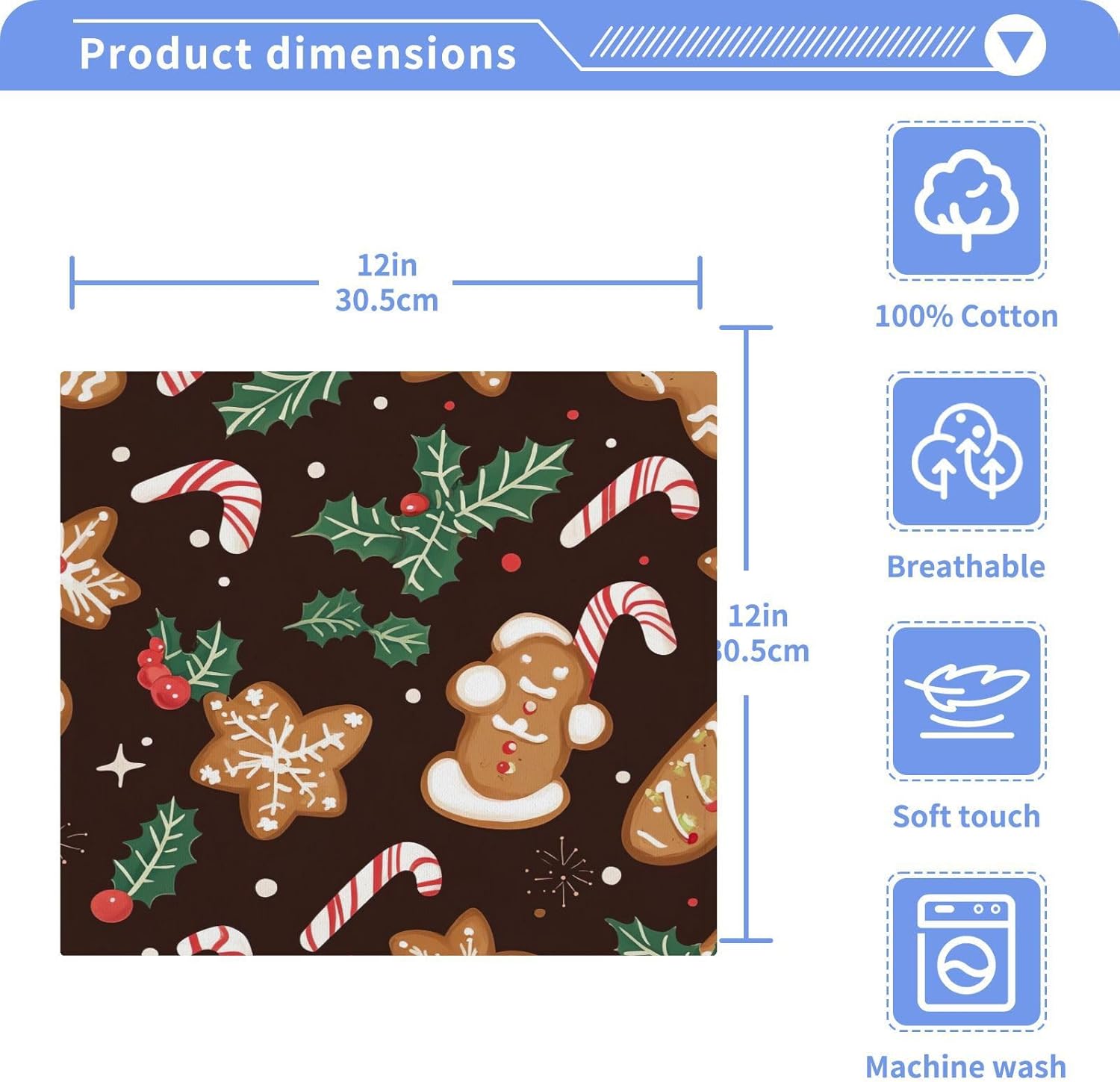 Kigai Christmas Cookie Washcloth Set Soft Absorbent Stylish for Home Travel