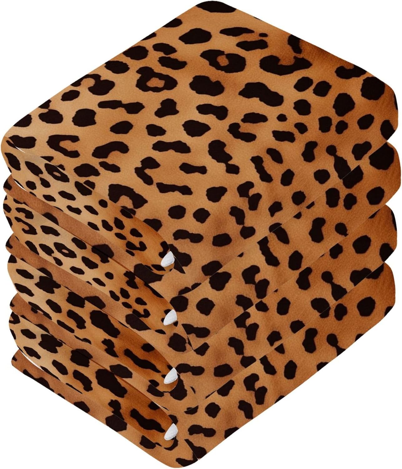 Leopard Print Washcloth 2-Pack Soft Cotton for Bathroom Gym Spa Hotel