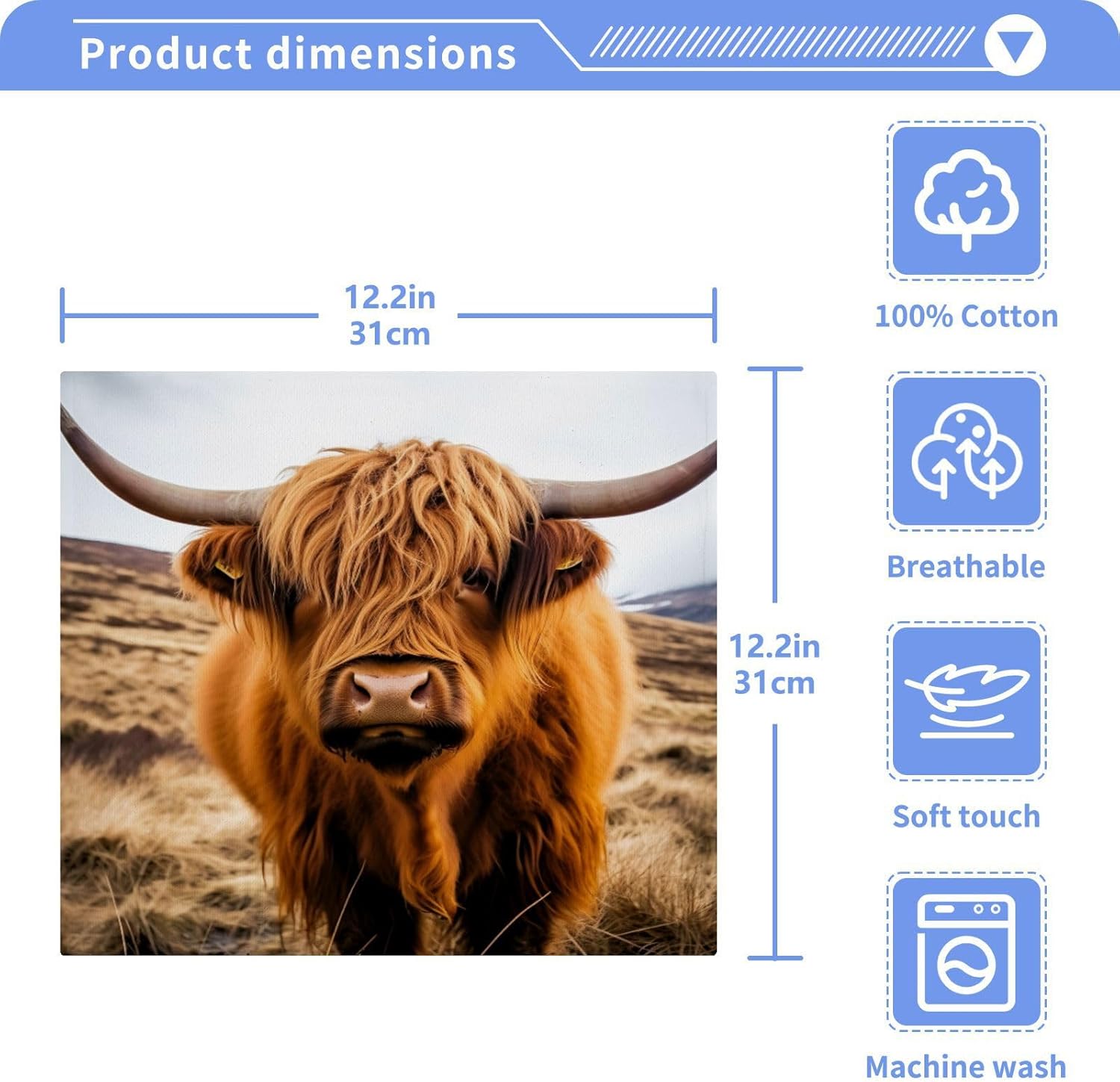 JUMBEAR Highland Cow Washcloths 2 Pack