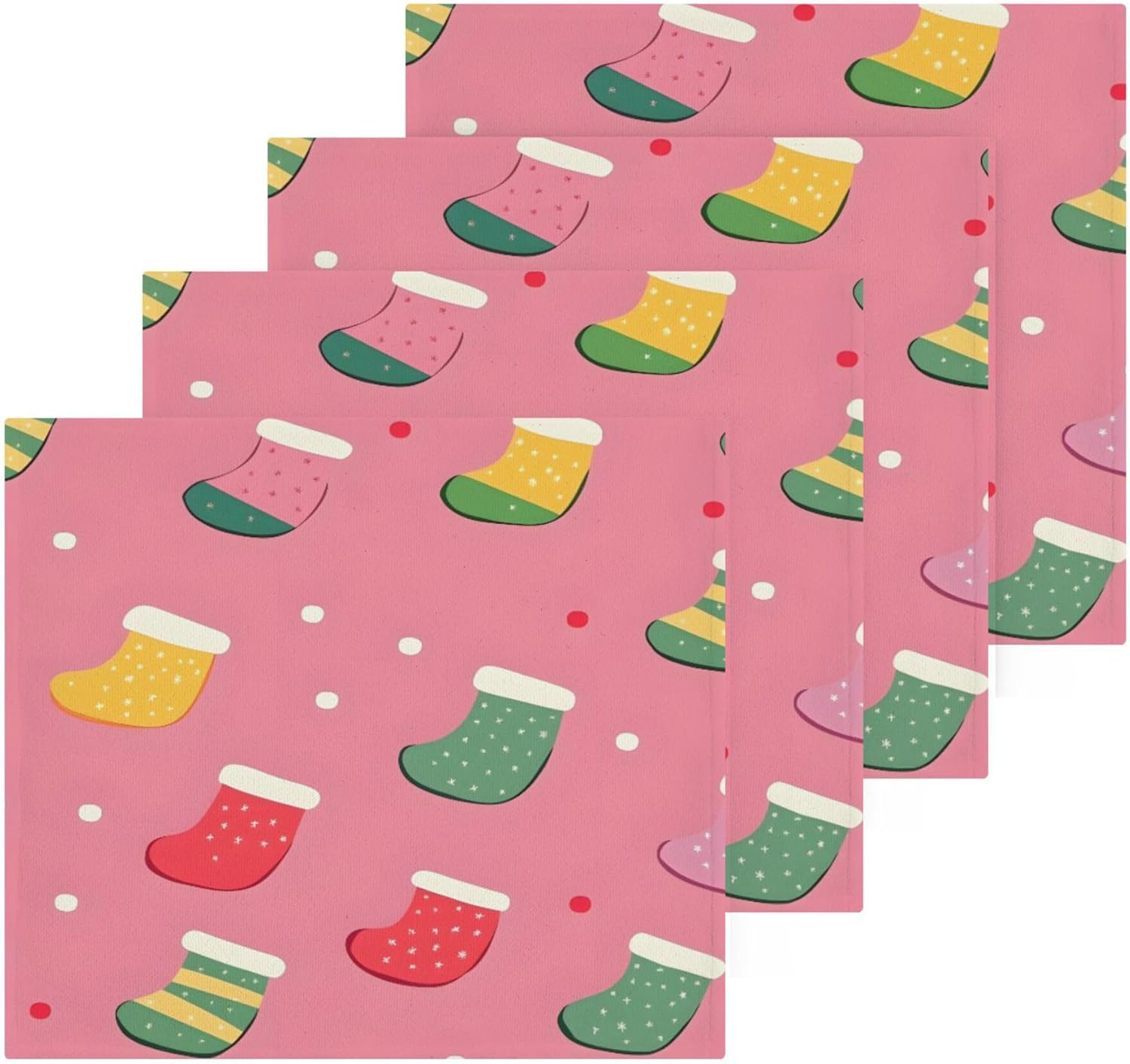 Xigua Christmas Socks Washcloths Set - Multi-Purpose 2-12 Pack - Fast Drying Stylish