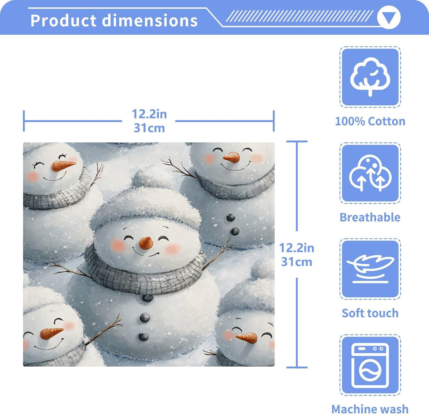 2-Pack Cute Snowman Washcloths for Bathroom
