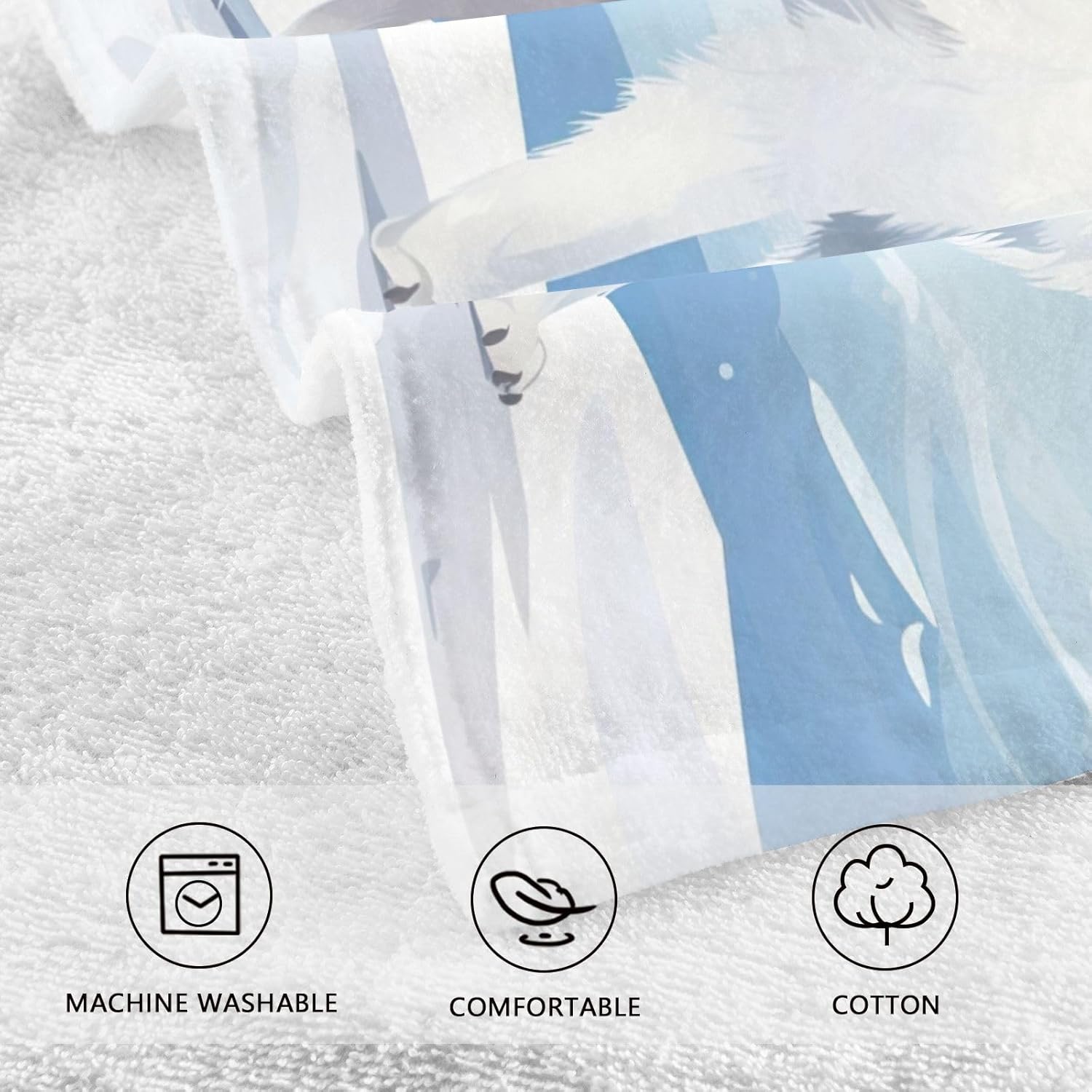 Quick Dry White Fox Snow Hand Towels