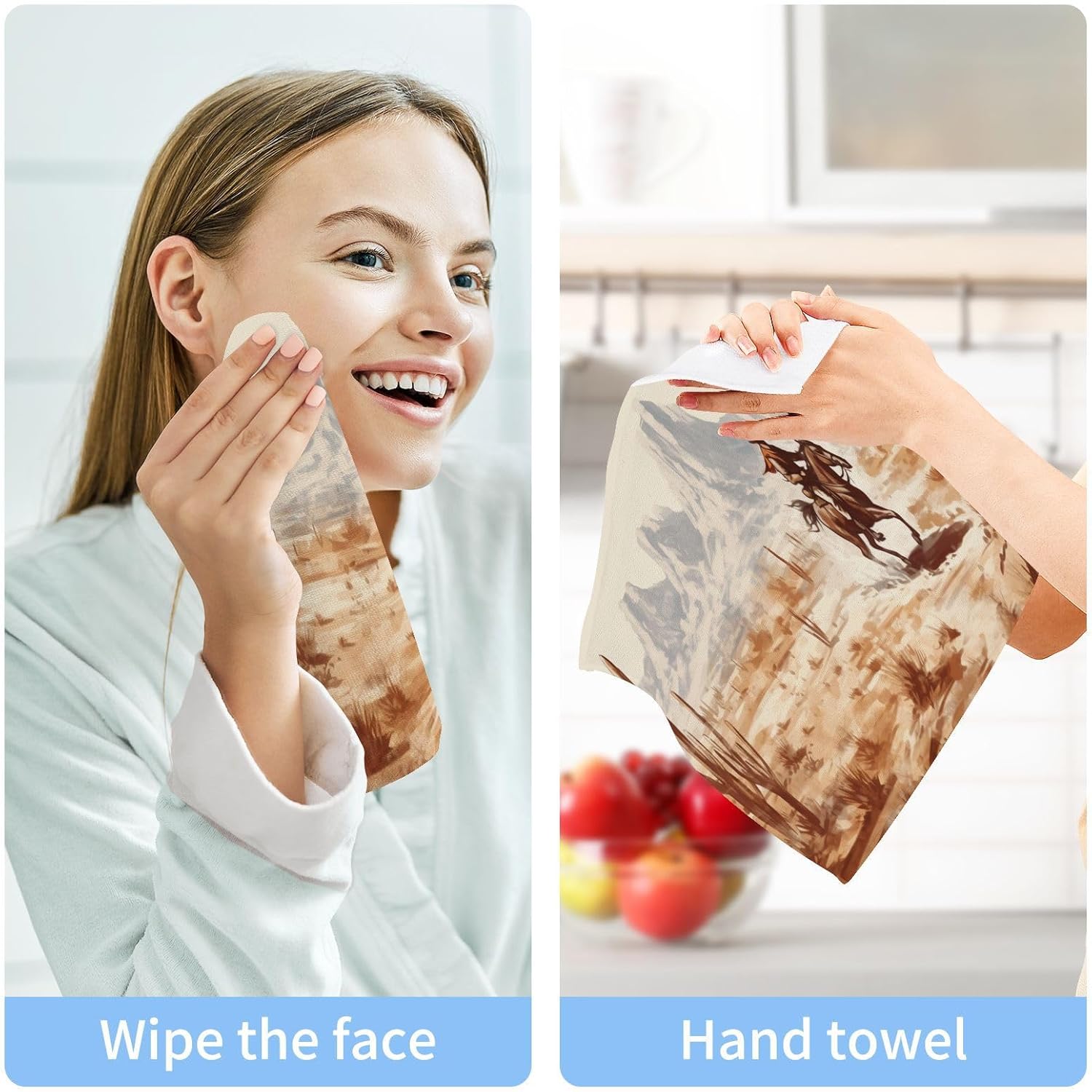 Cowboy Washcloth Set - Soft Reusable Face Towels for All Ages