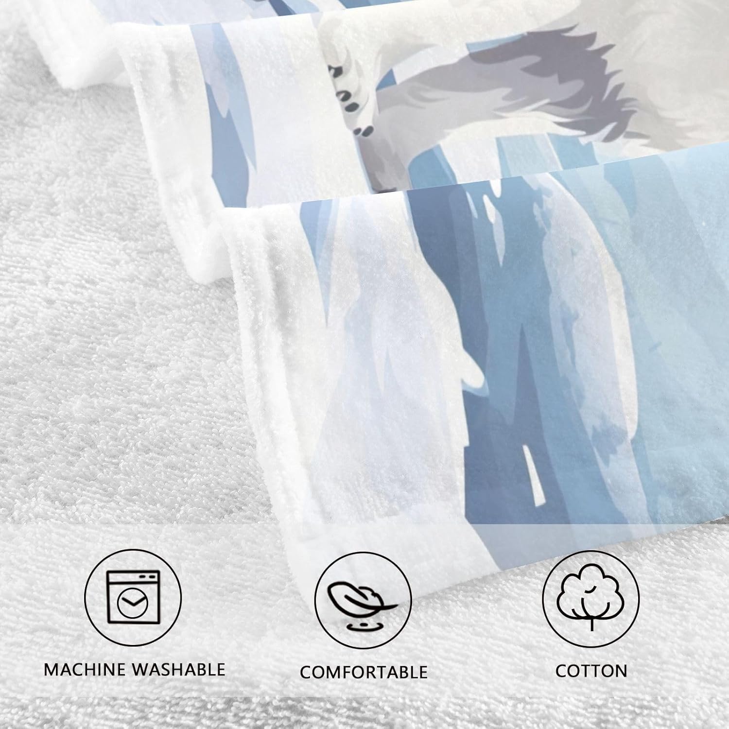 Fox White Snow Hand Towels High-Quality Cotton Washcloths for All Uses