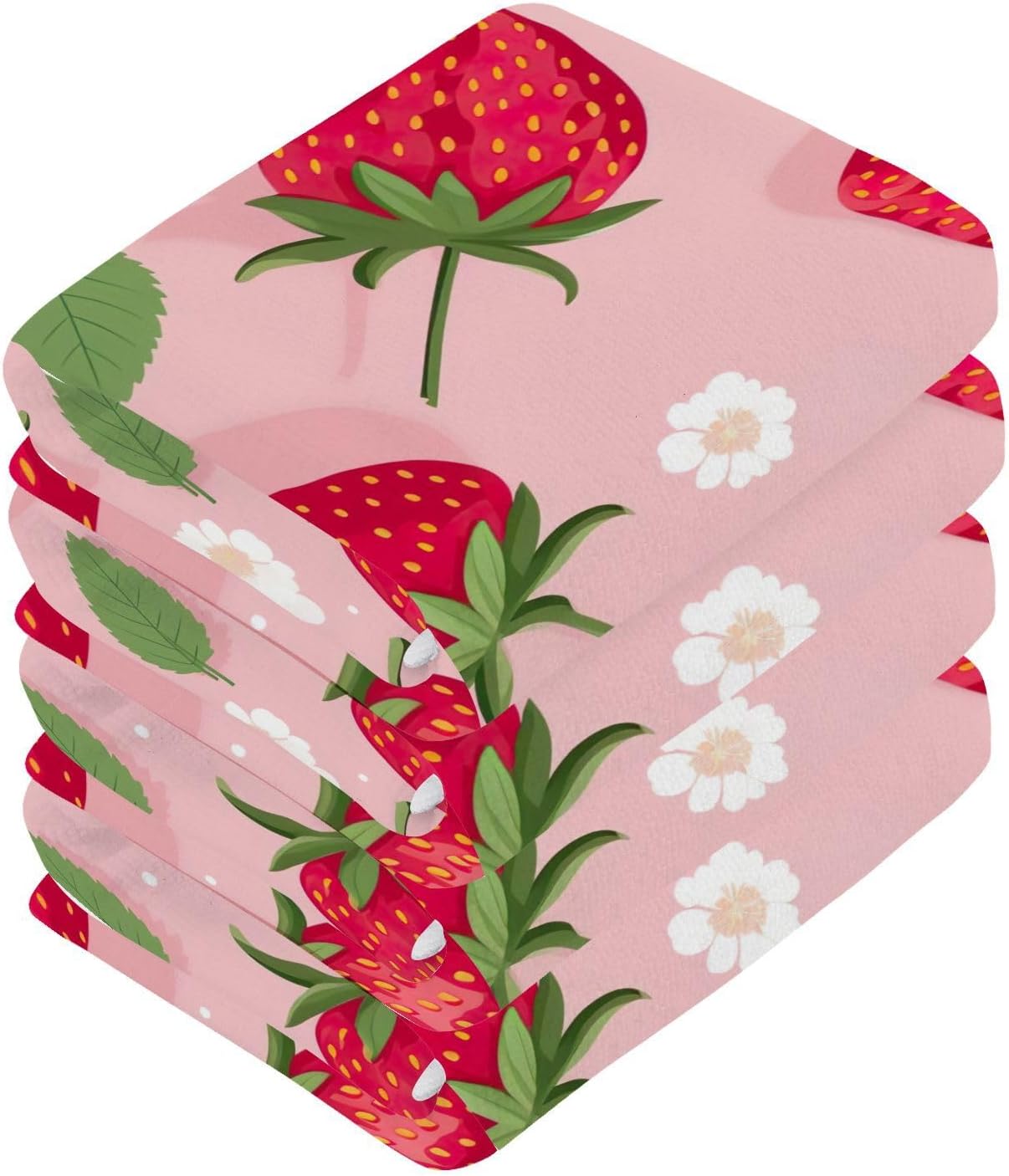 Strawberry Washcloth Set Perfect for Washdowns Soft Reusable Towels