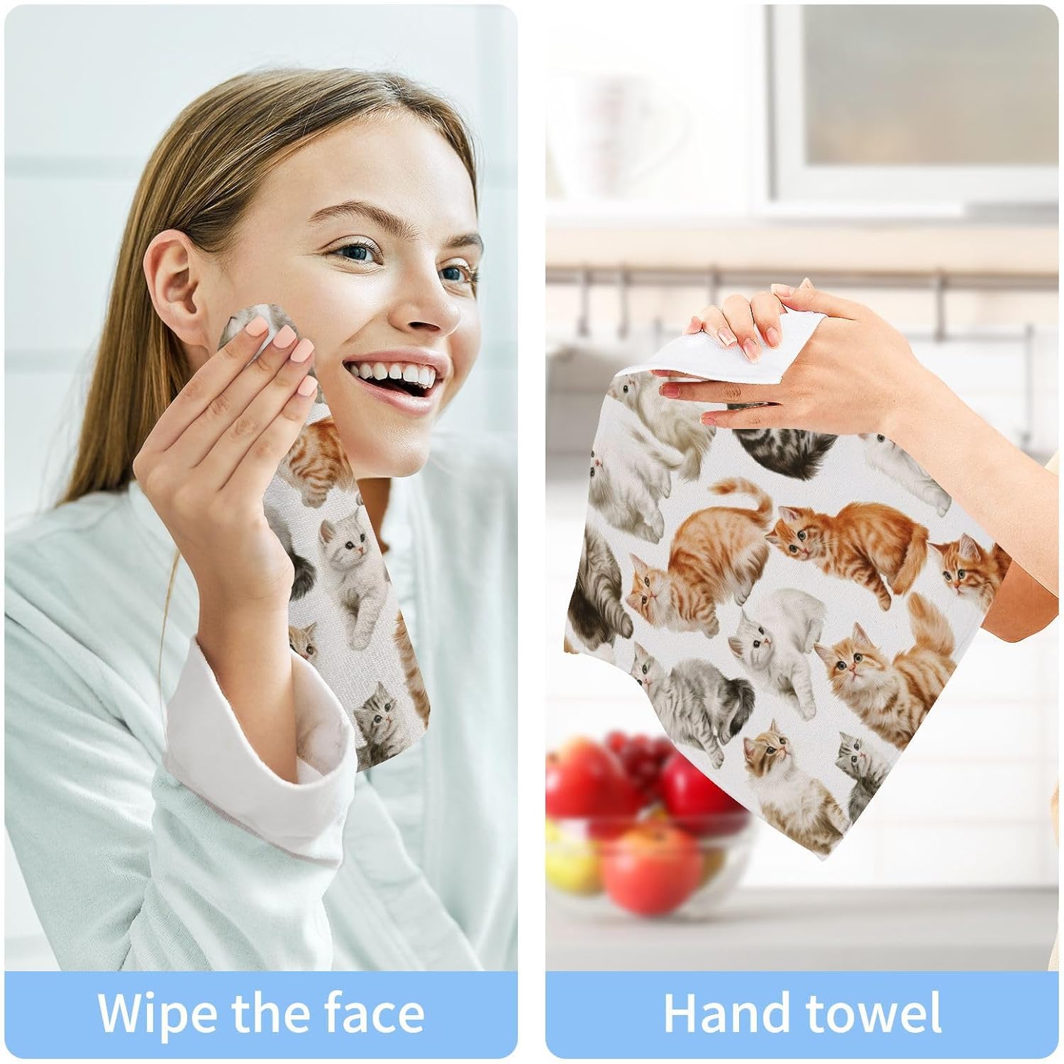 2-Pack Playful Cats Washcloths for Bathroom 1