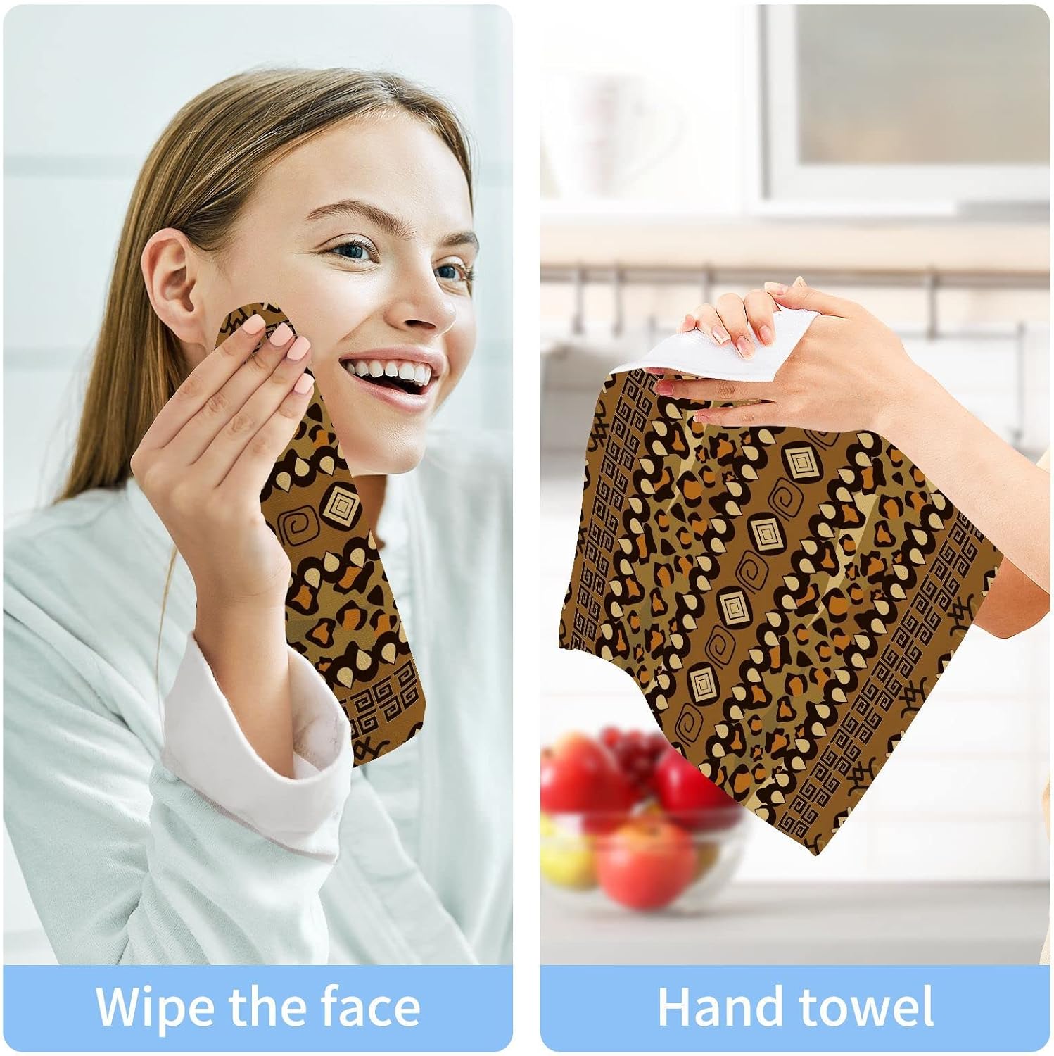 WELLDAY African Cheetah Skin Washcloths 2 Pack
