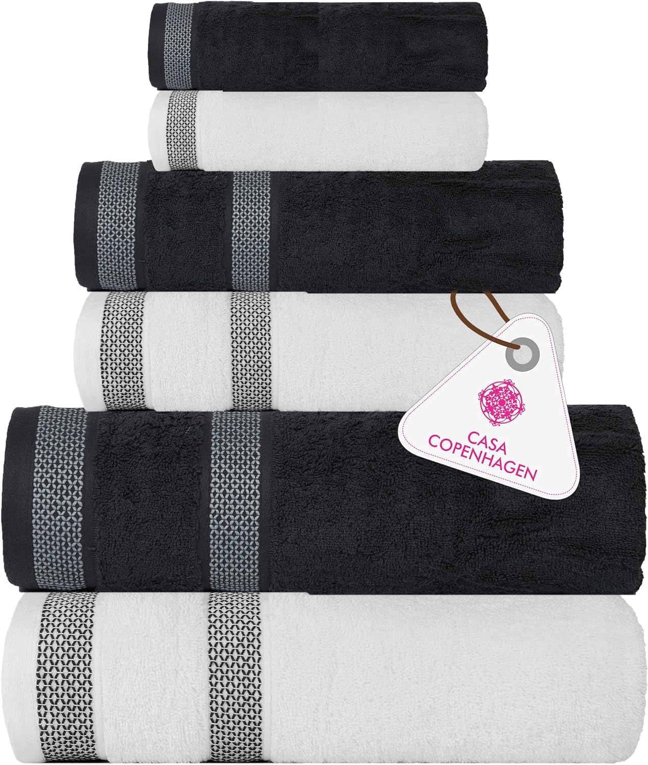 Solitaire Mix 6-Piece Cotton Towels Luxurious Family Set