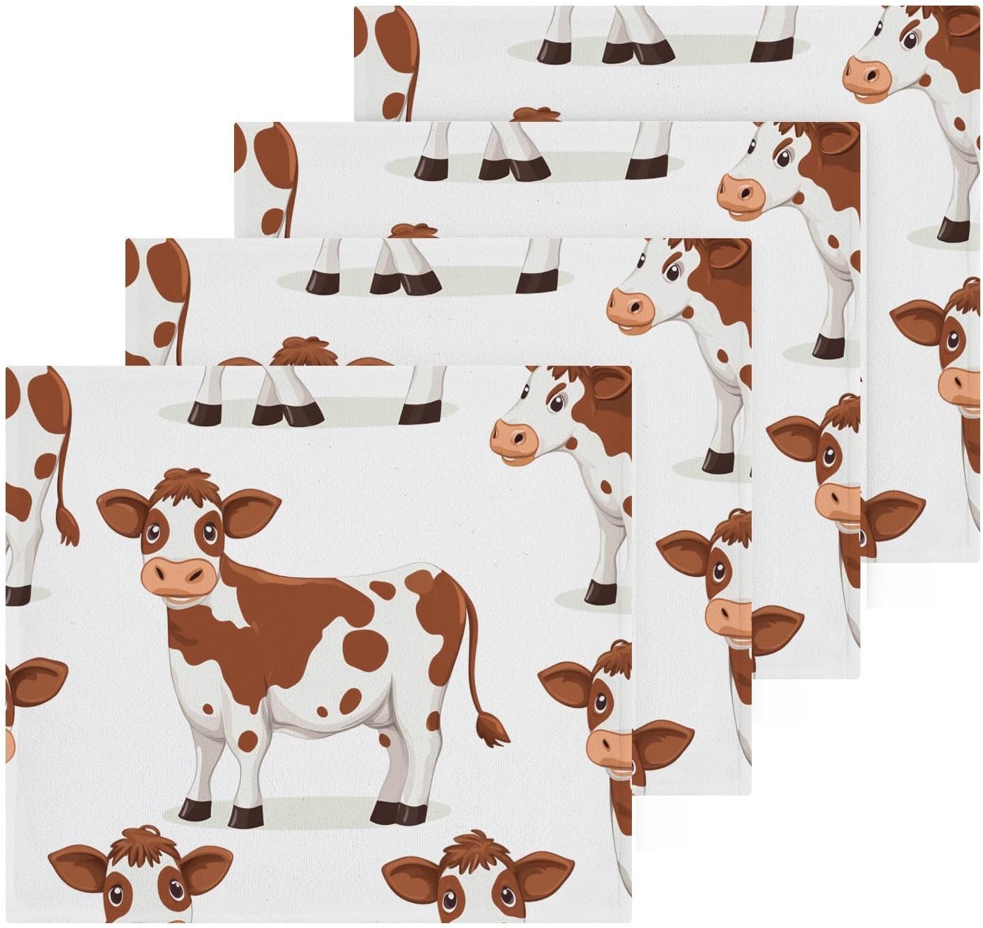 Bulletgxll 2-Piece Cow Print 12x12 Inch Washcloths