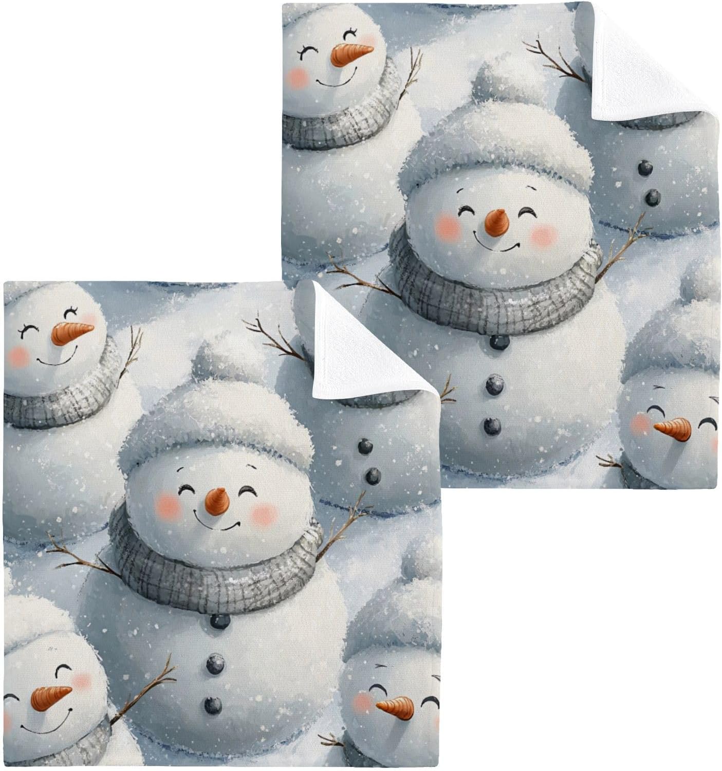 2-Pack Cute Snowman Washcloths for Bathroom