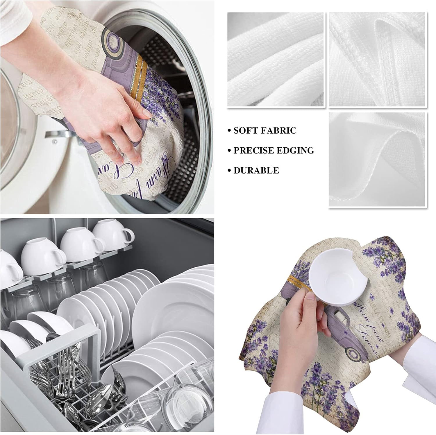 Soothing Farmhouse Microfiber Kitchen Towels 2Pack Quick Drying Soft