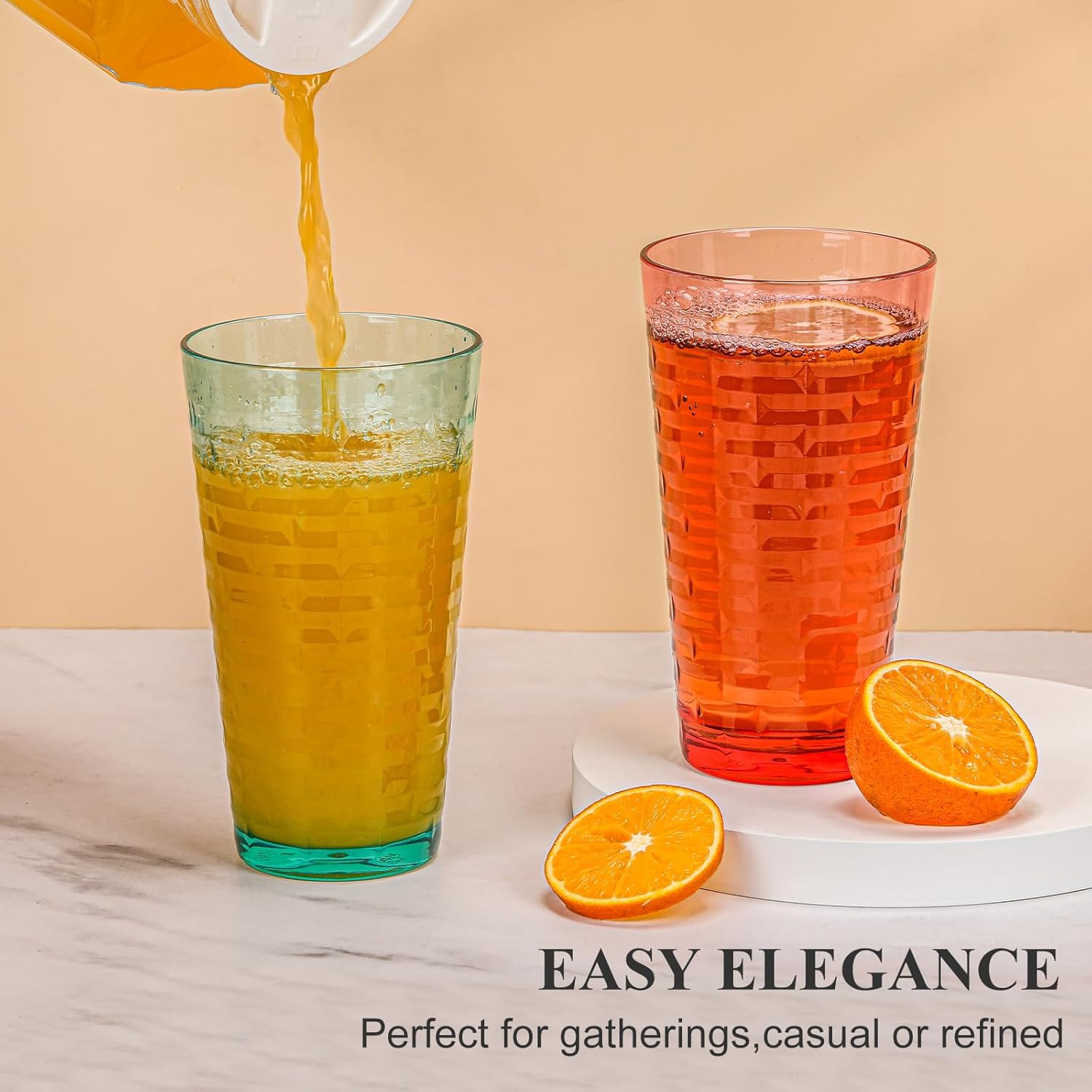 8 Pack Star Embossed BPA-Free Tumblers 22oz Reusable Stackable