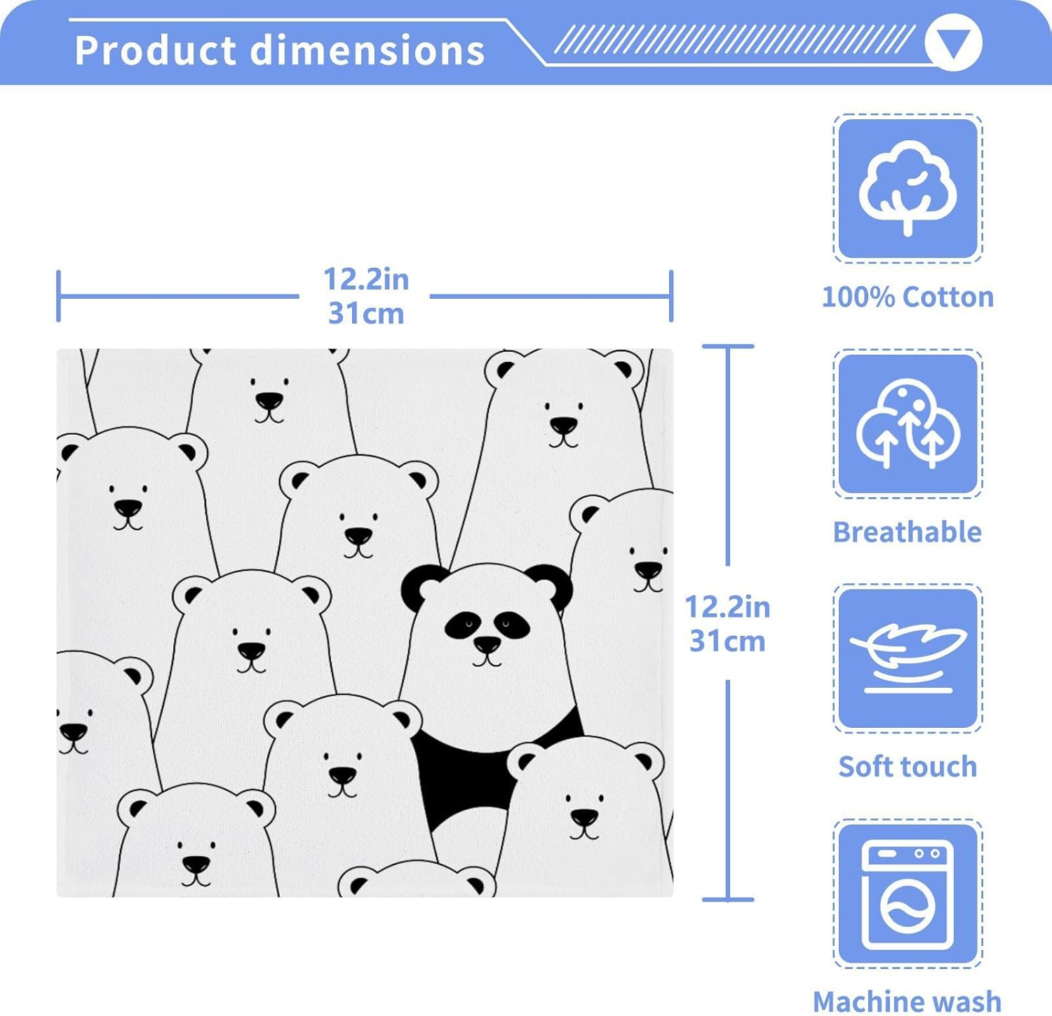 Xigua White Polar Bear Washcloth