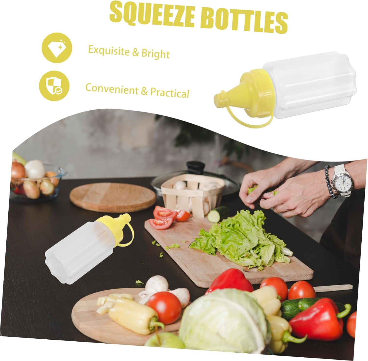 FUNOMOCYA All-Purpose Condiment Squeeze Bottles 4 Pack
