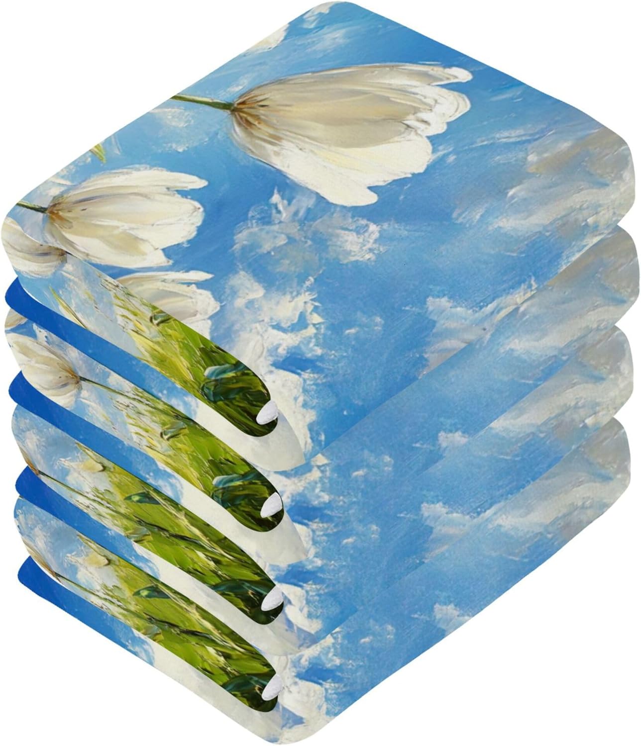 Qilmy White Tulip Face Towels