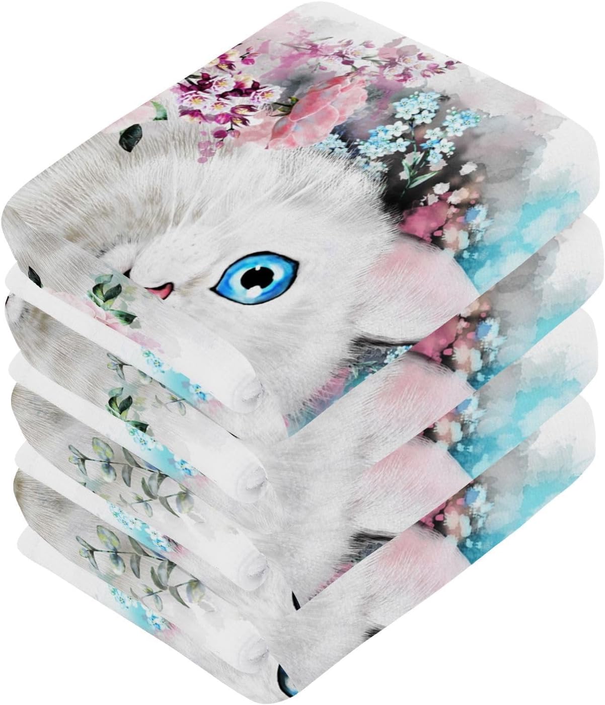Cute Soft 12-inch Cotton Cat Towels for Home Travel