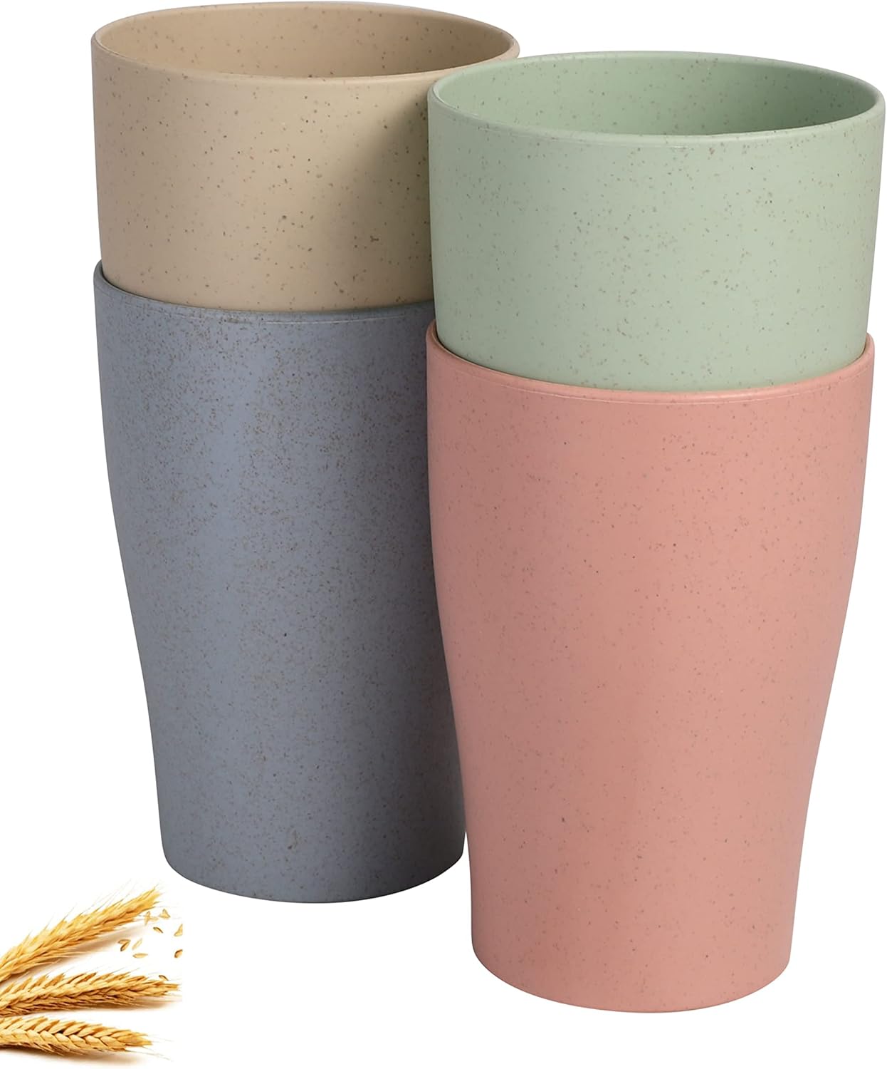 CAMBUY Wheat Straw Reusable Tumbler Set 4Pcs 15OZ