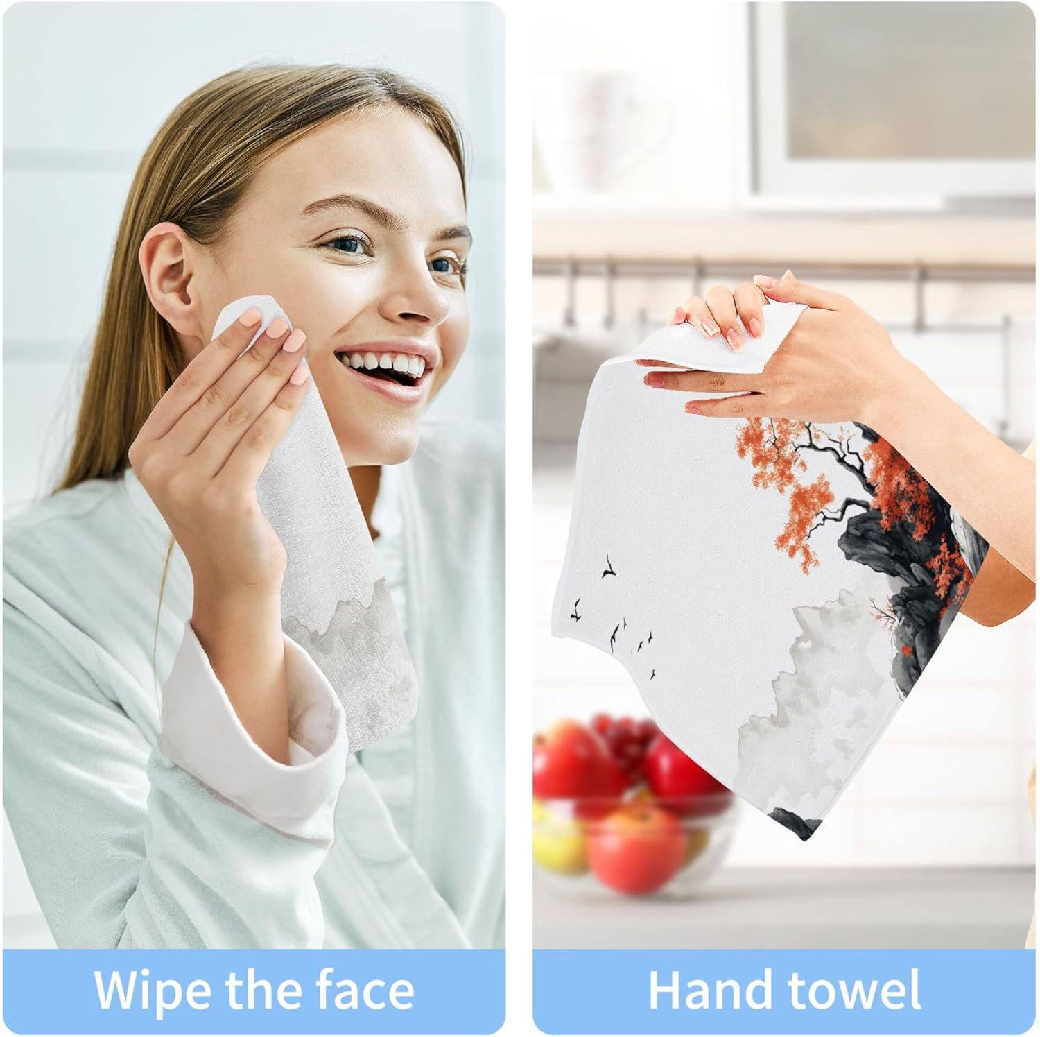 Xigua White Background Washcloths Set of 2 12x12 Inch