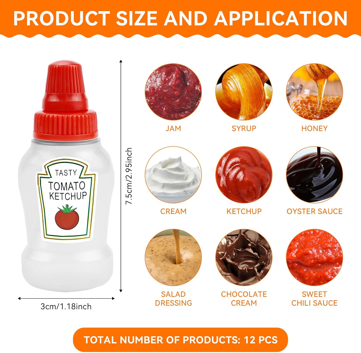 12-Piece Expandable Ketchup Bottle Set for Bento Boxes