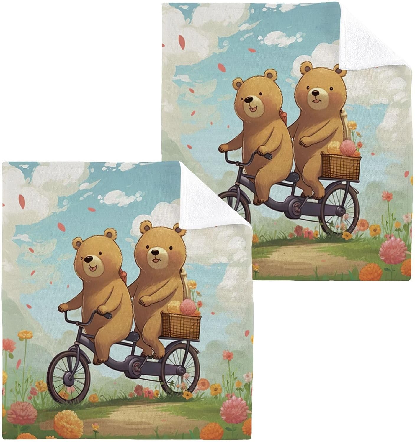 Cartoon Bear Washcloth Set