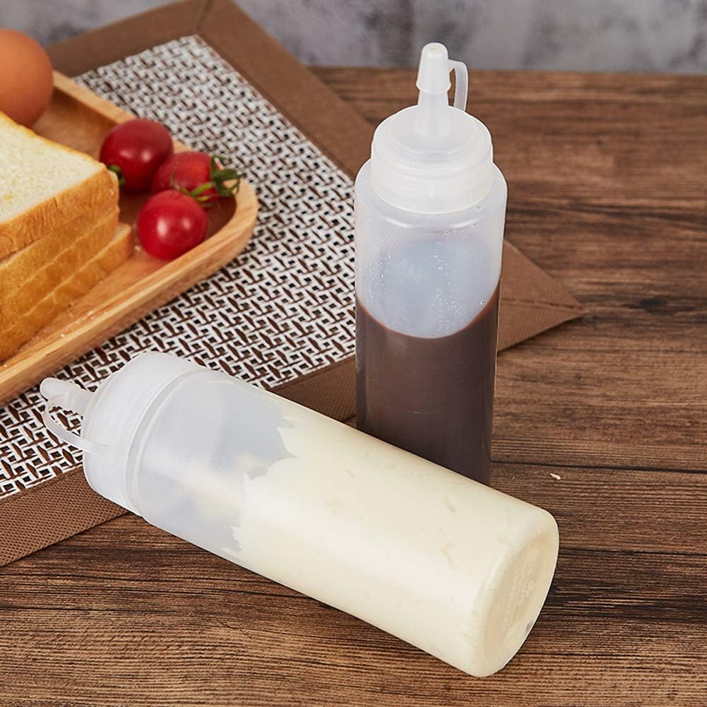16 oz White Plastic Squeeze Condiment Bottle with Twist-On Cap