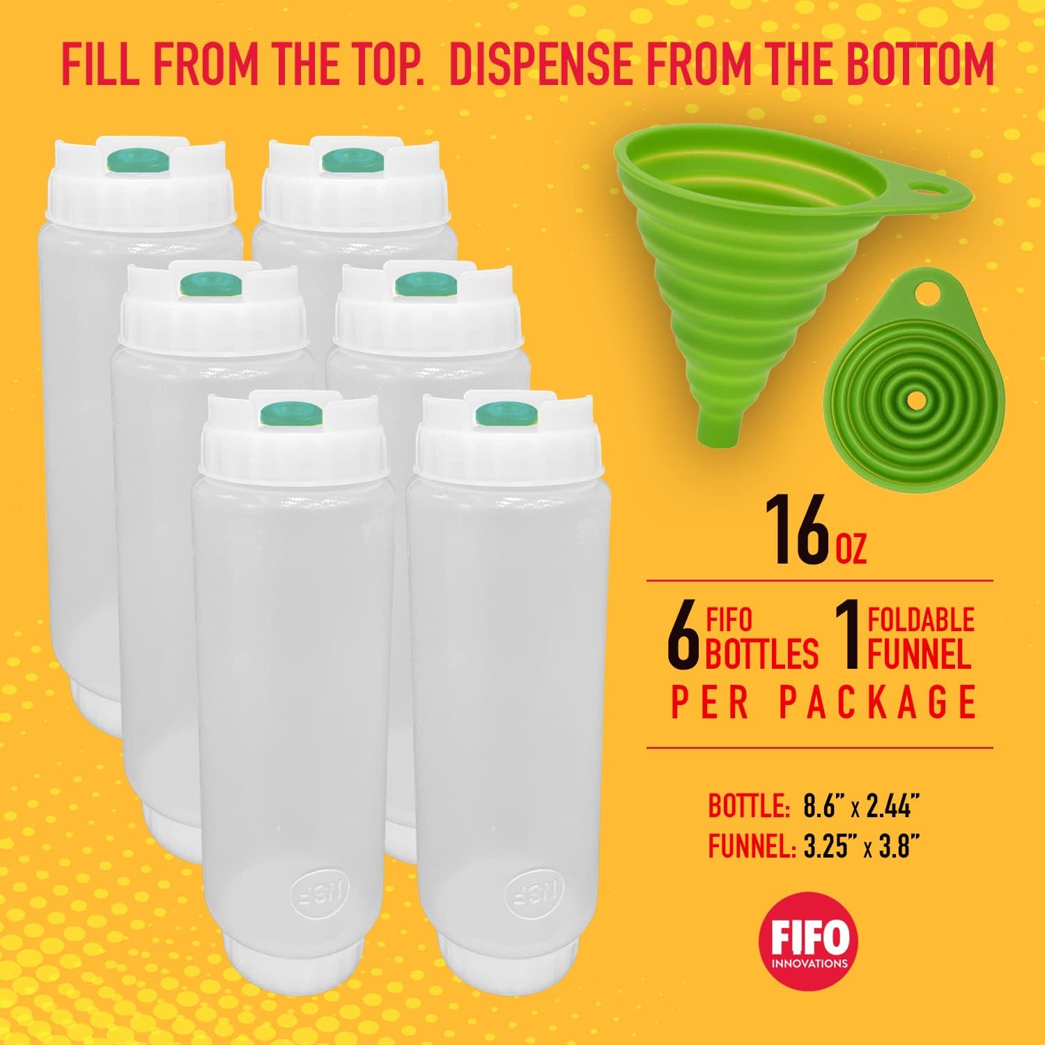 Rockland Guard FIFO Squeeze Bottle Refillable 6-Pack Green