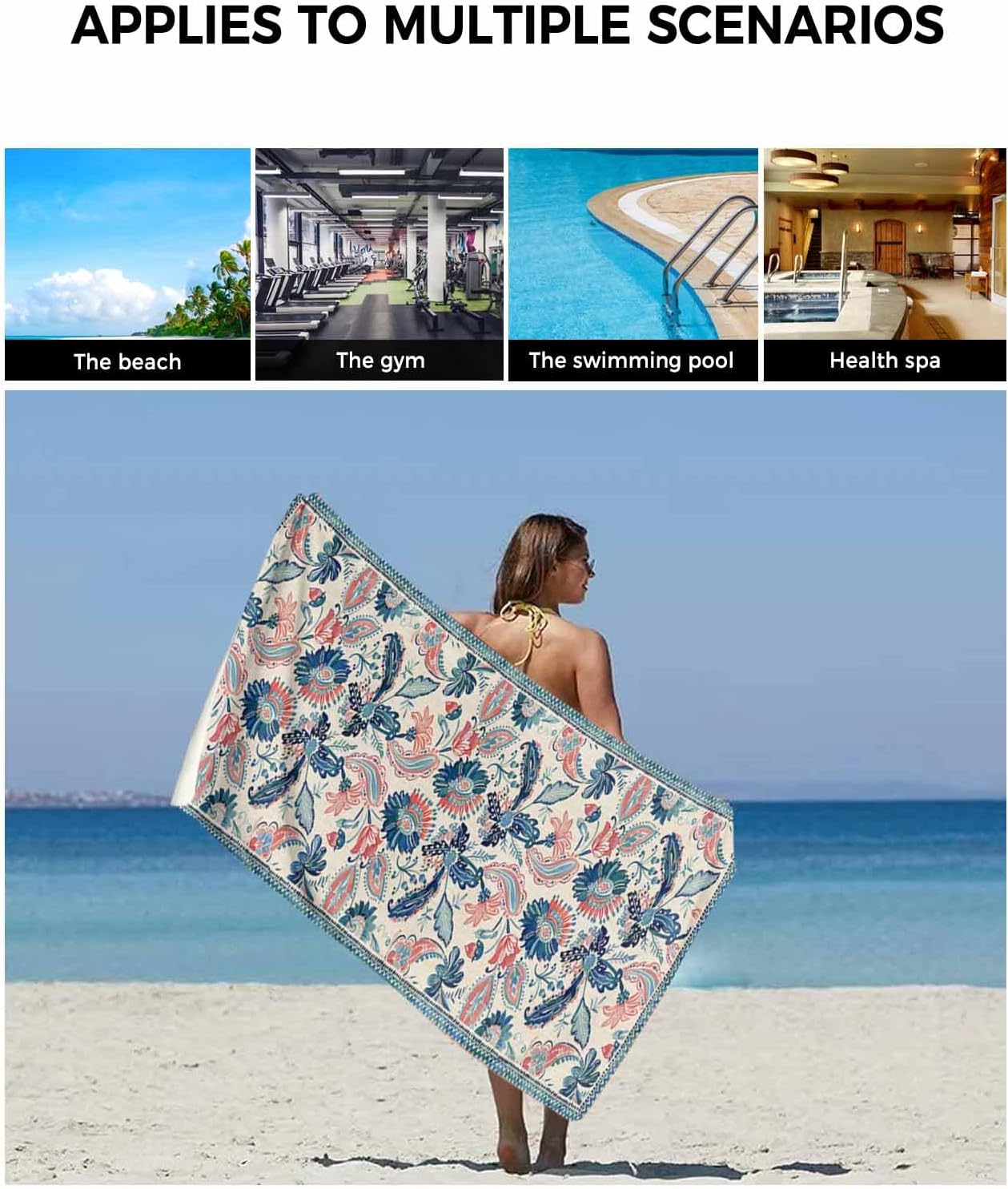 Retro Blue Paisley Bath Towels Set