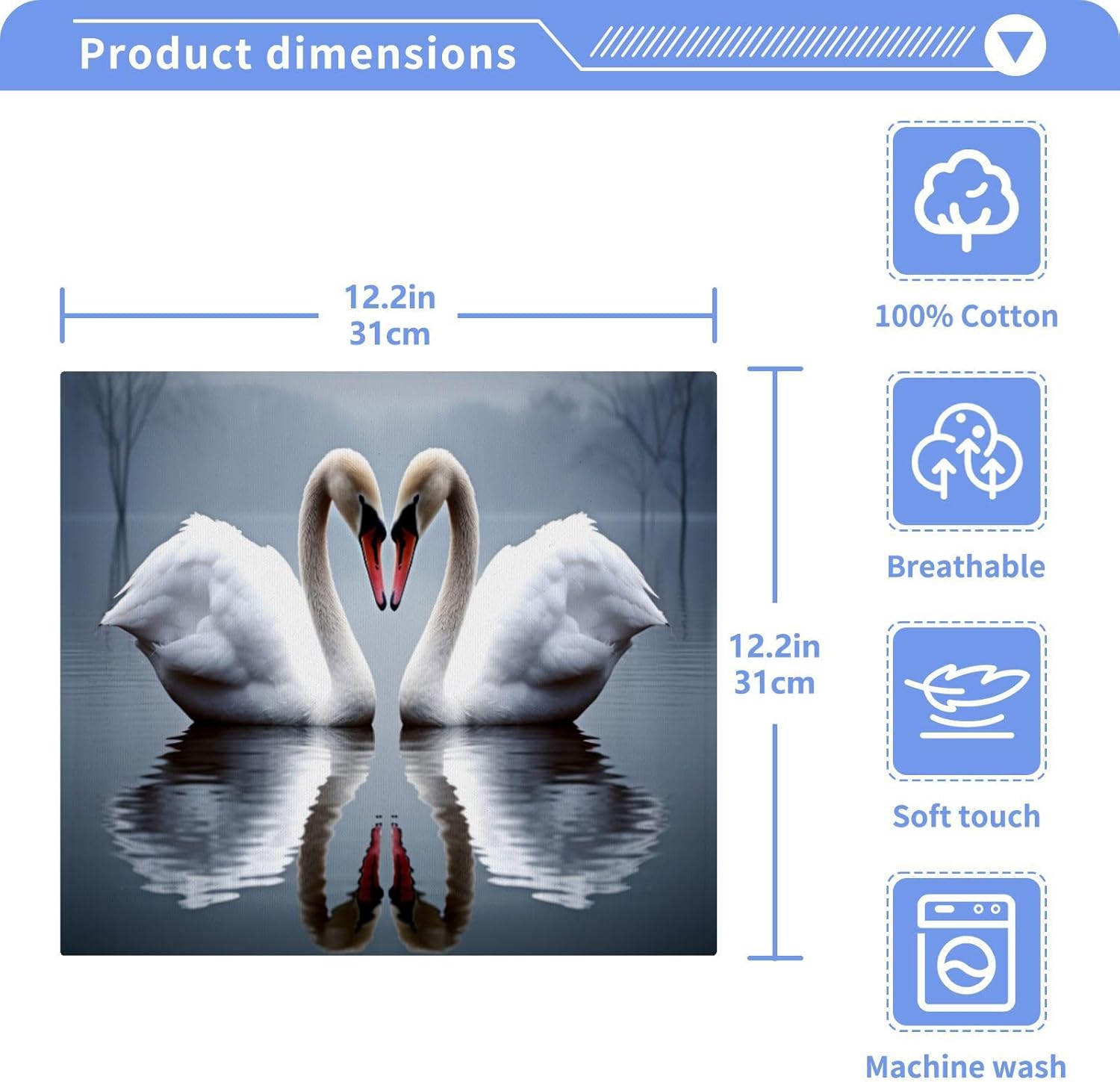 Kigai White Swan Face Towels Soft Absorbent Premium Quality