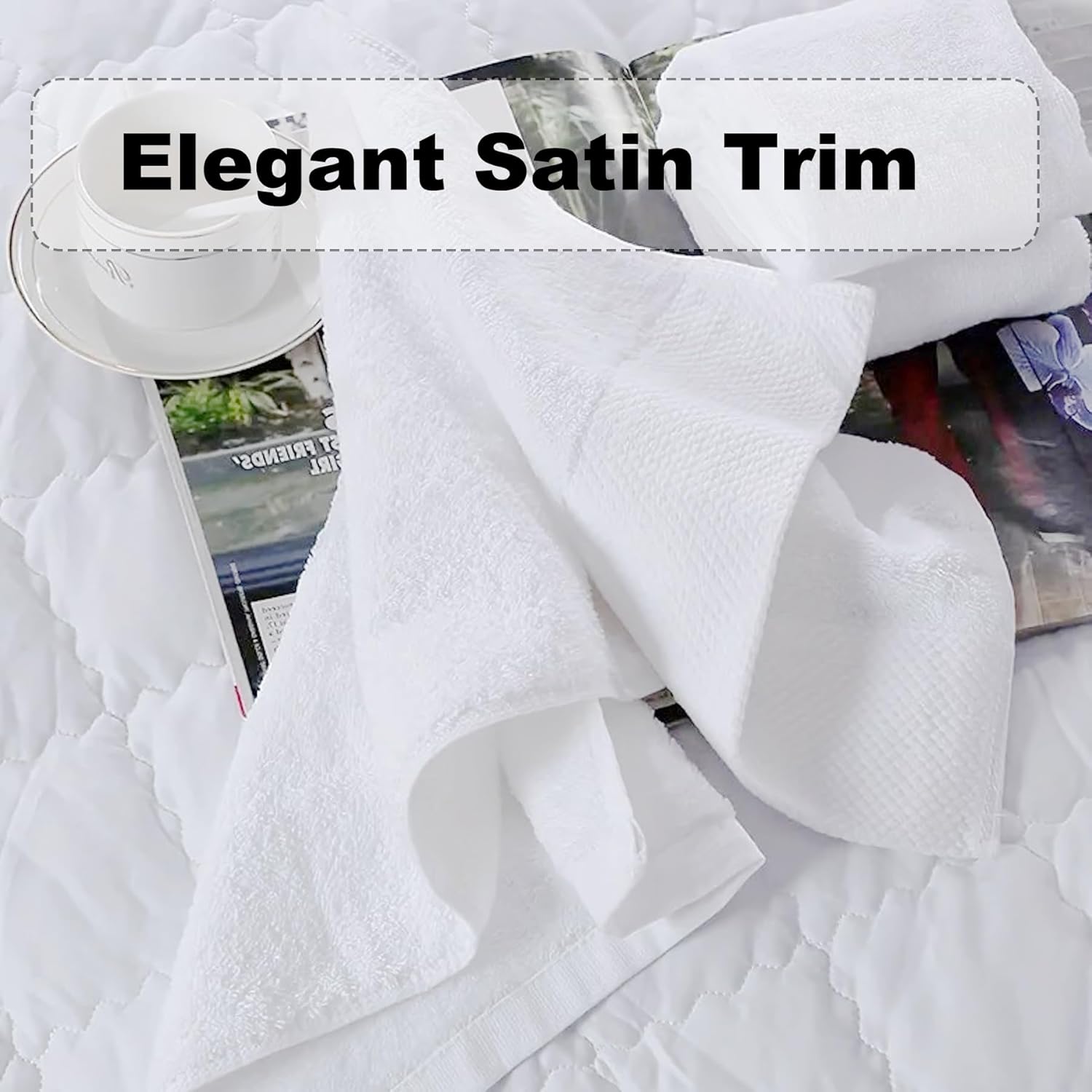 Luxury 100 White Cotton Washcloths for Bathroom Beyond