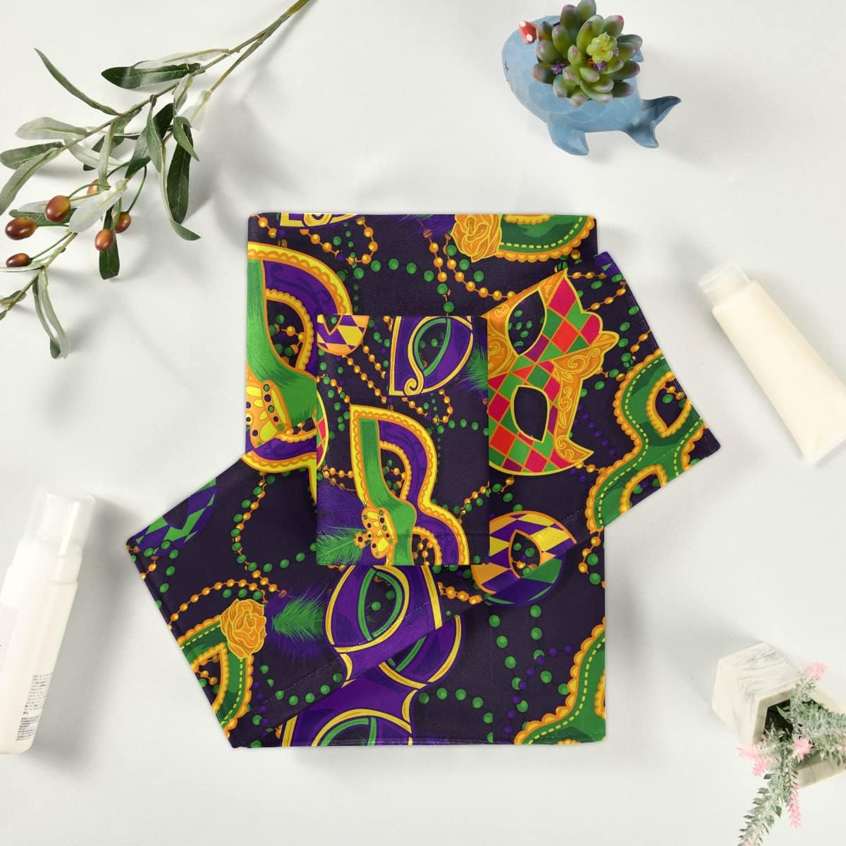 Beachy Vibes Mardi Gras Bath Towels Set