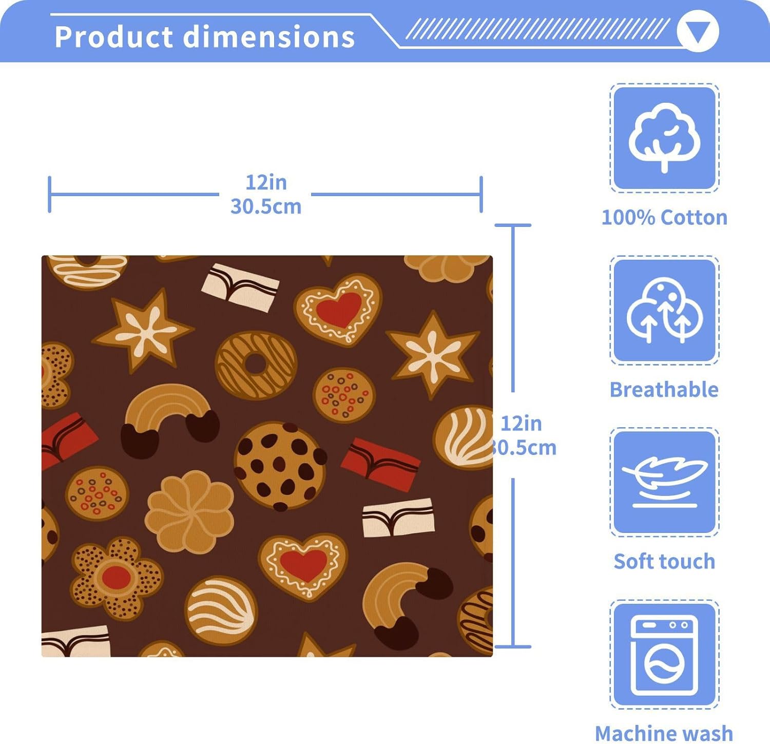 Kigai Christmas Cookie Washcloth Set - Pure Cotton Soft Absorbent for Bath