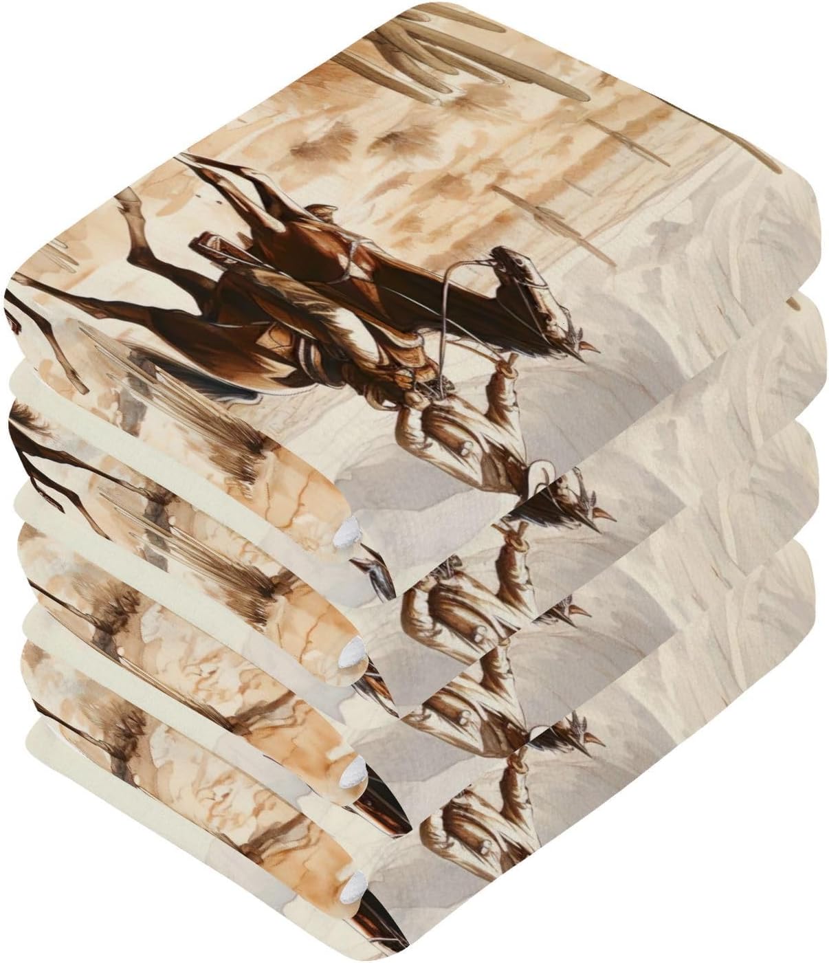 Desert Cowboy Washcloth Set - 12x12 Soft Cotton Reusable Face Hand Towels