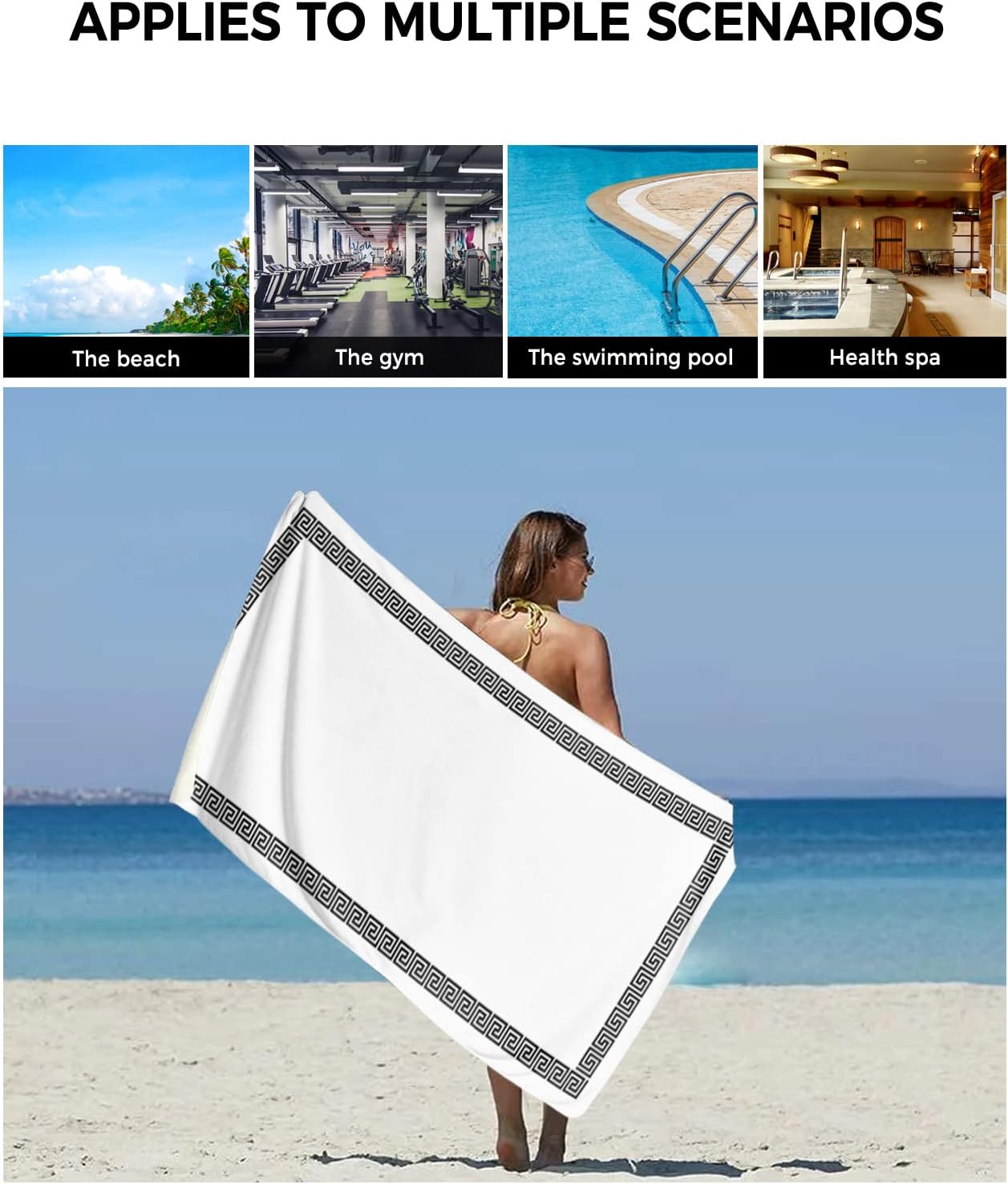 Lsrtoss Black Geometric Bath Towel Set