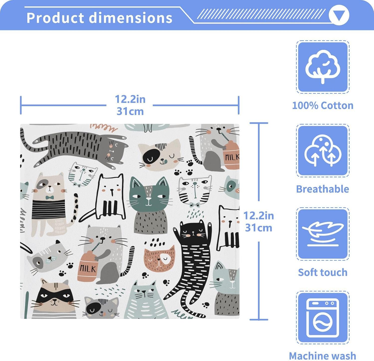Burbuja Funny Cats Cotton Washcloths Set of 2