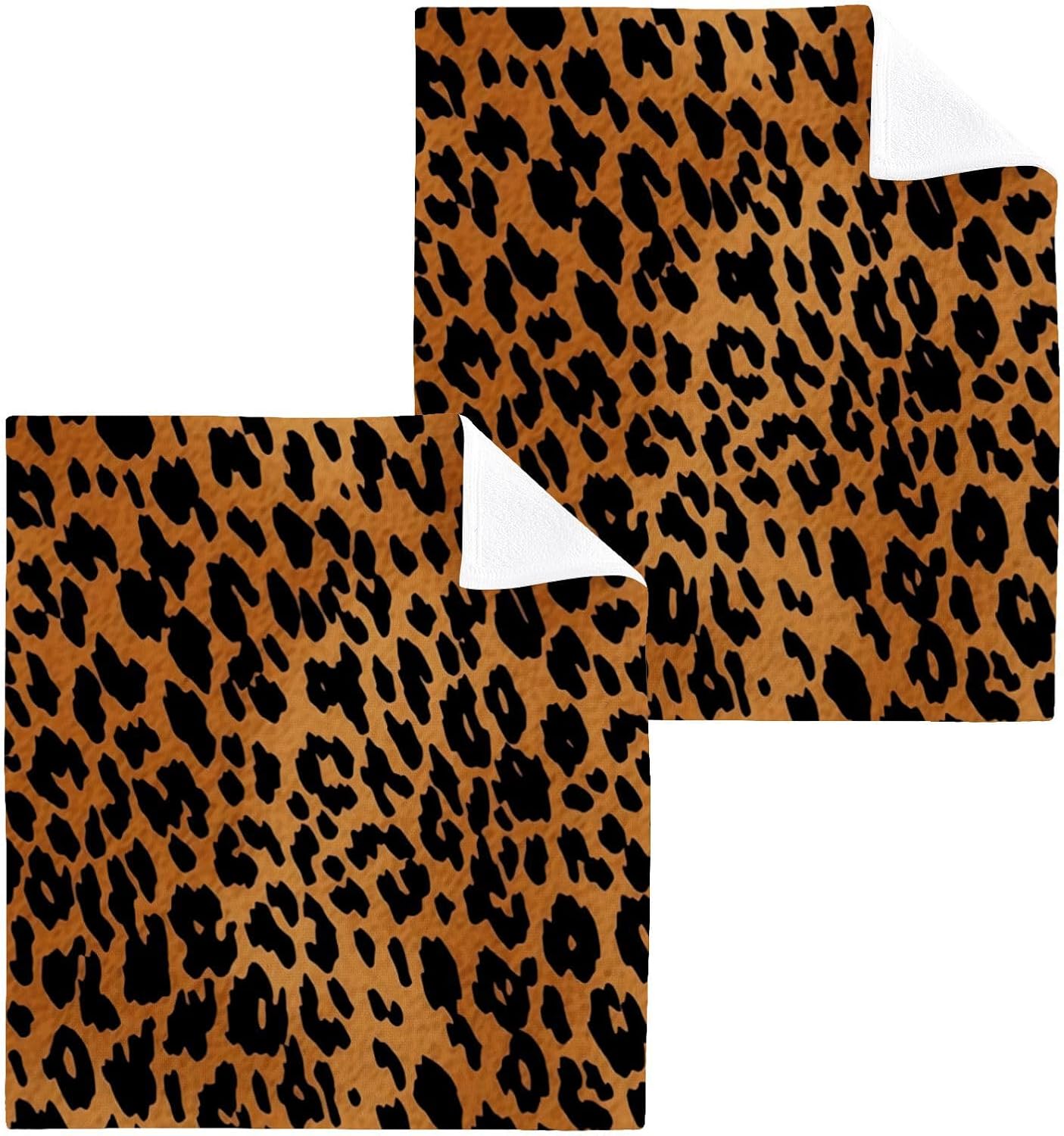 Leopard Print Reusable Washcloths Set
