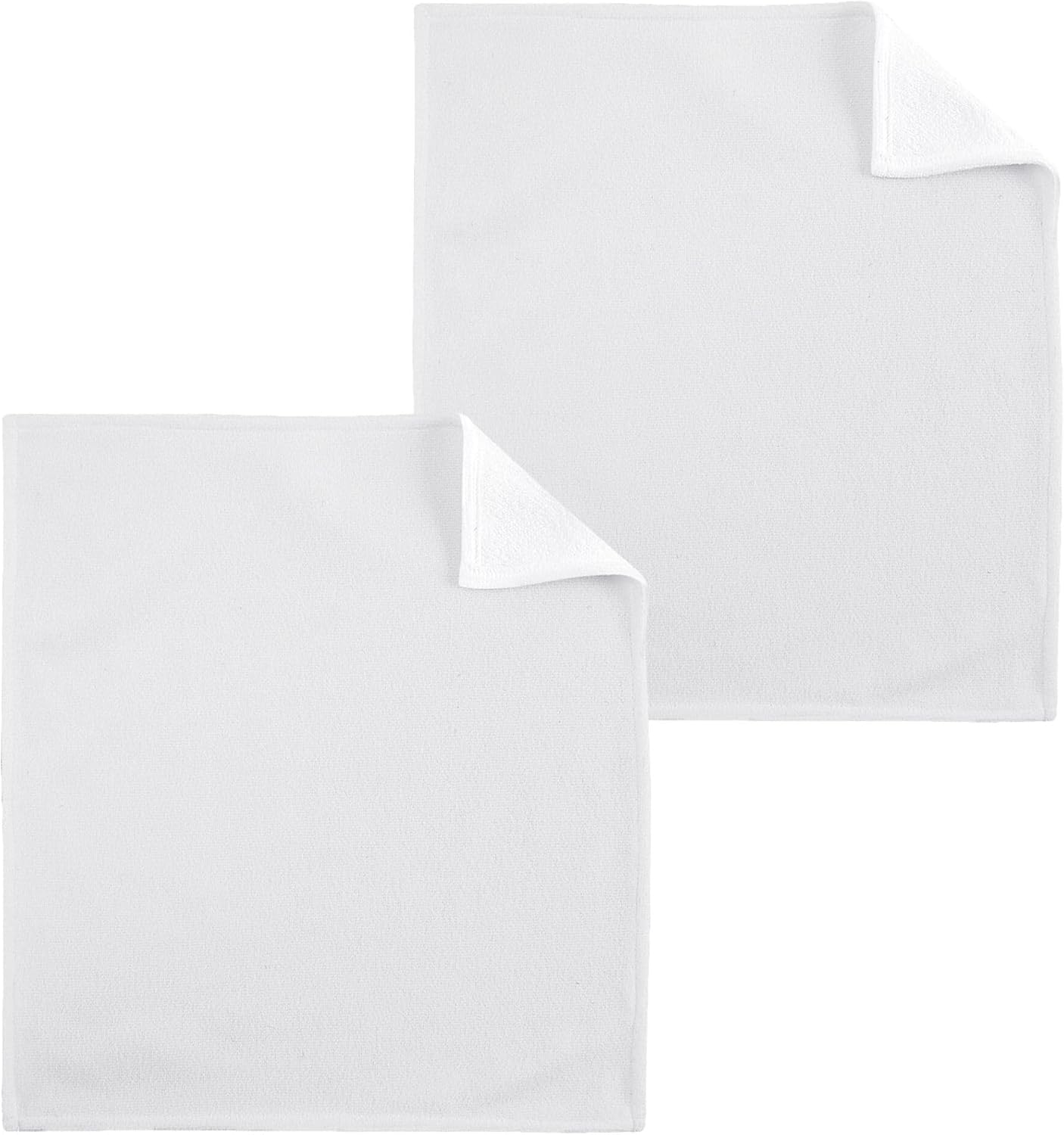 2Pcs White WashclothsQuick Drying Absorbent Soft Bathroom Towels