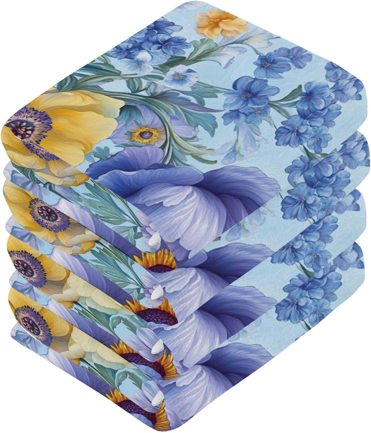 Xigua Beautiful Floral Pattern Washcloths Set of 2 1