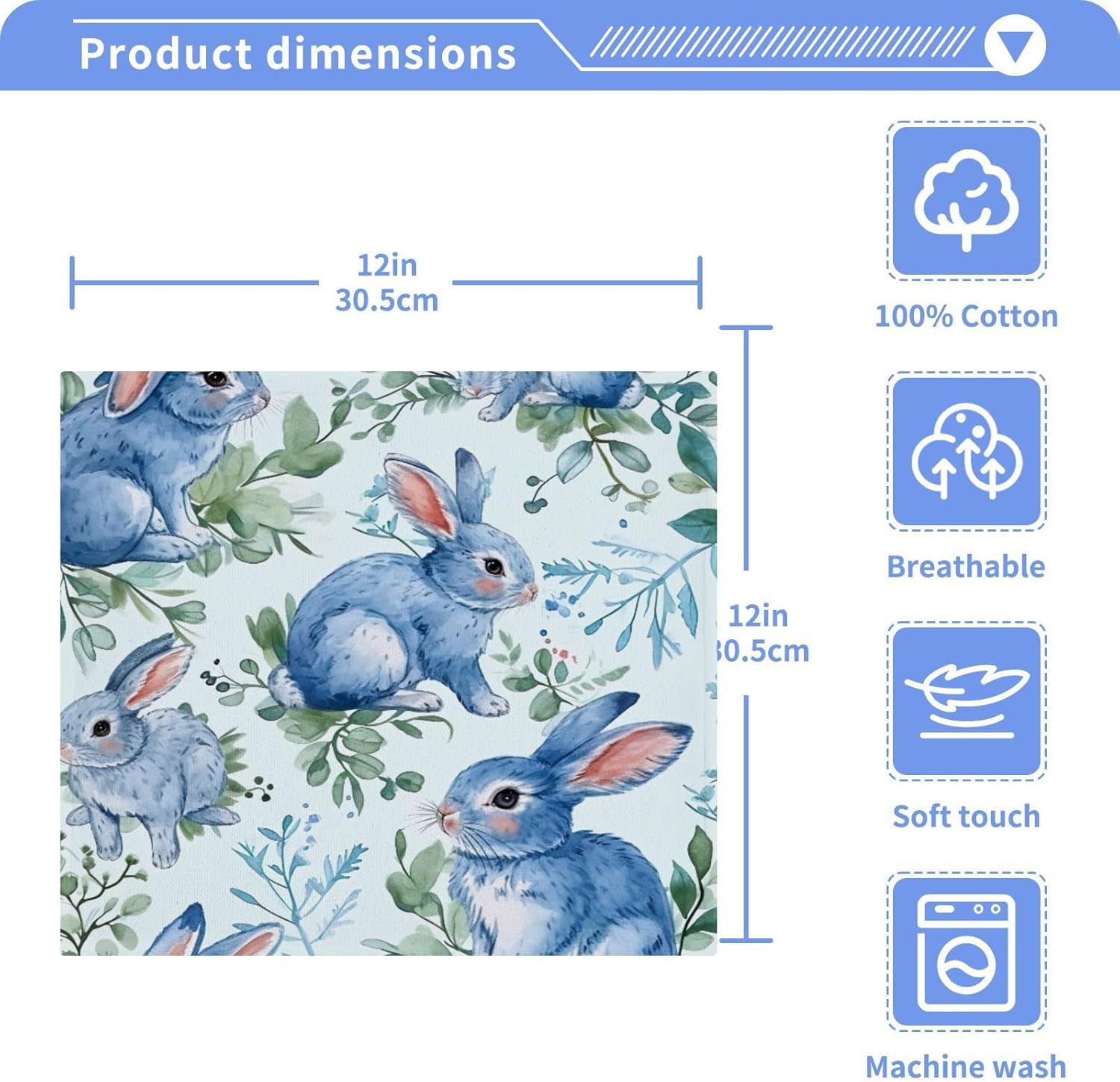 Easter Bunny Washcloth Set - Soft Radiant 12x12 Pure Cotton Set