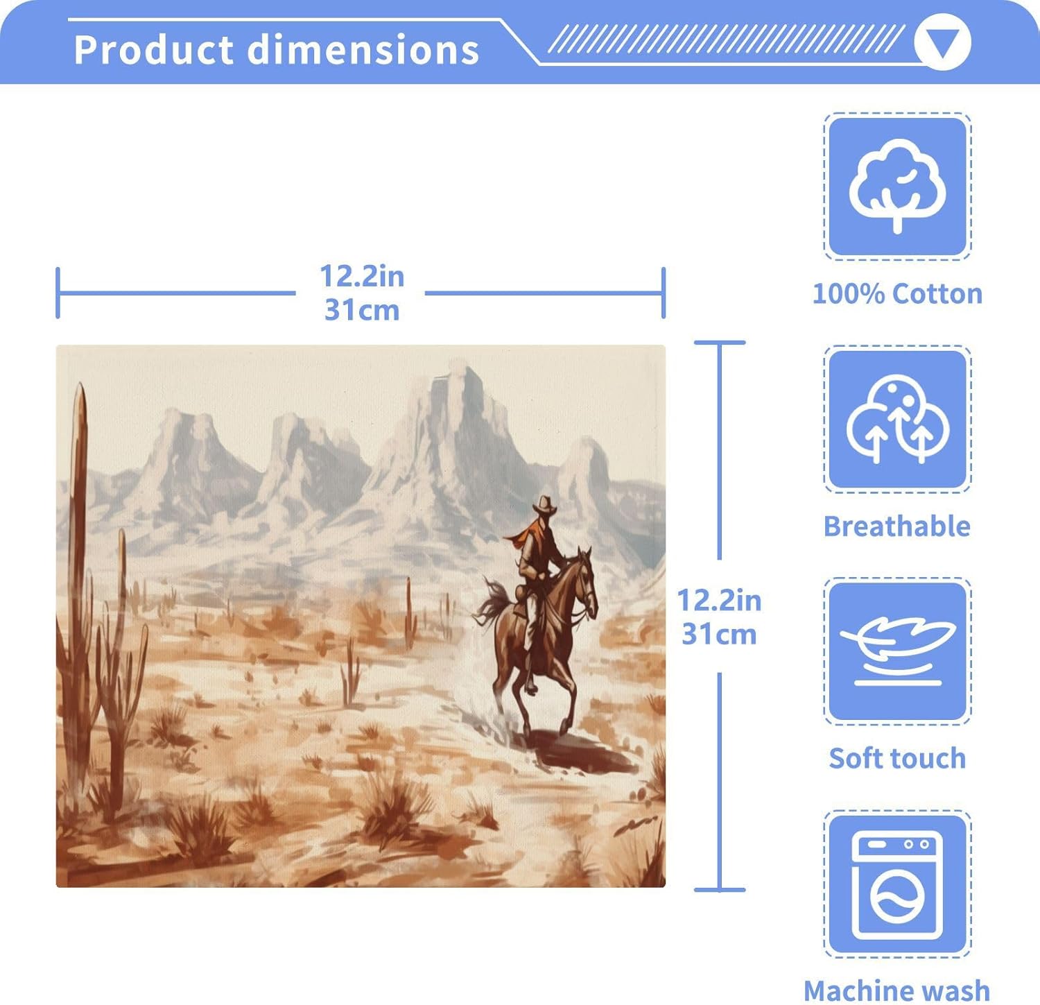 Cowboy Washcloth Set - Soft Reusable Face Towels for All Ages