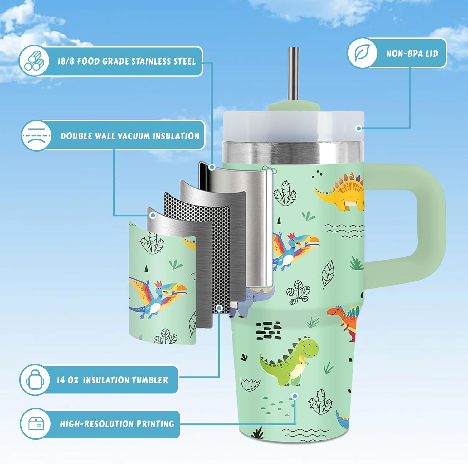 Dino Themed Tumbler Fun for Kids