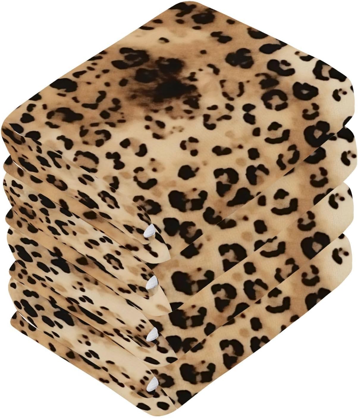 Pure Cotton Leopard Print Reusable Absorbent Face Towels Set - 2-Pack